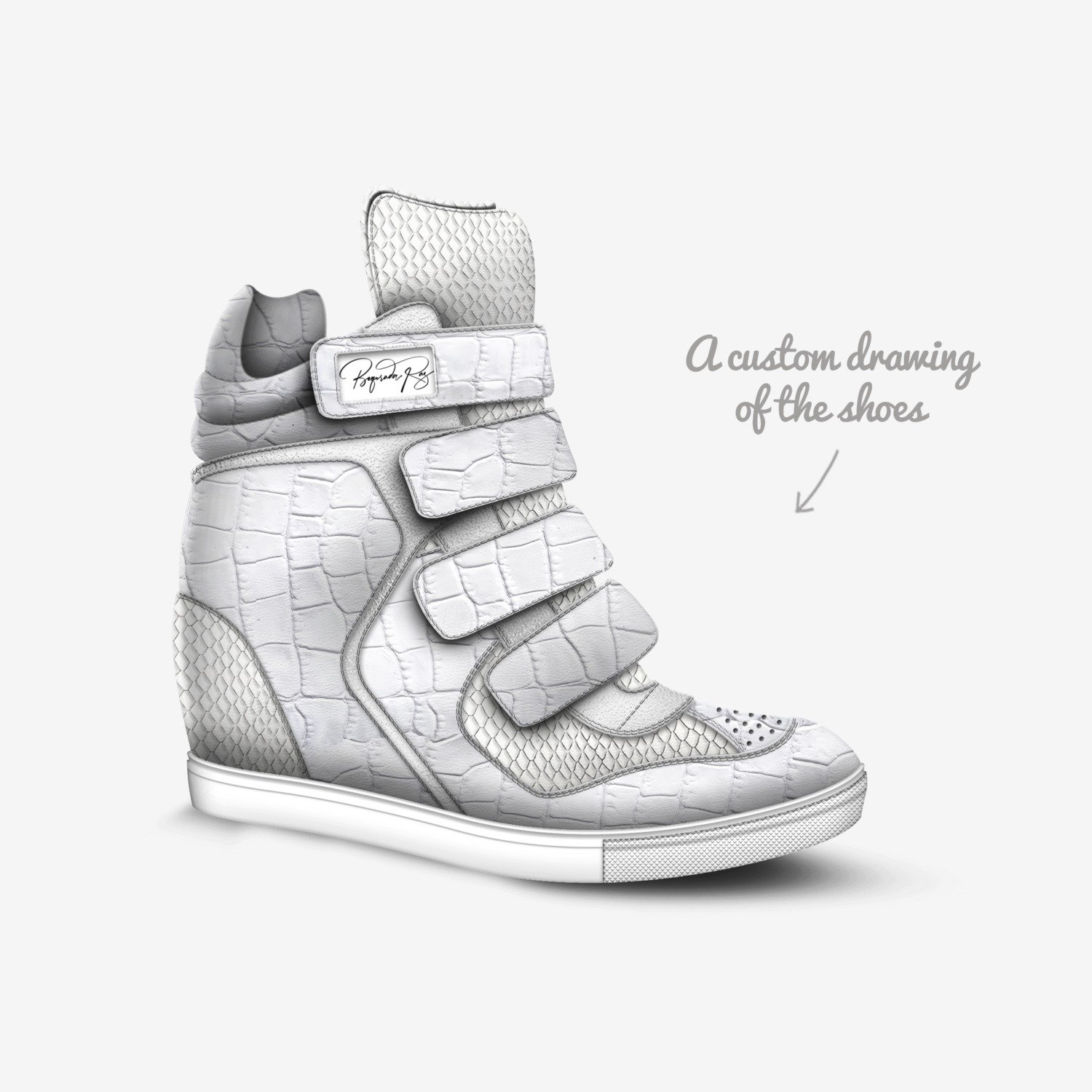 Warrior Wings custom made in Italy shoes by Selena A Razo Bell | Sketch view