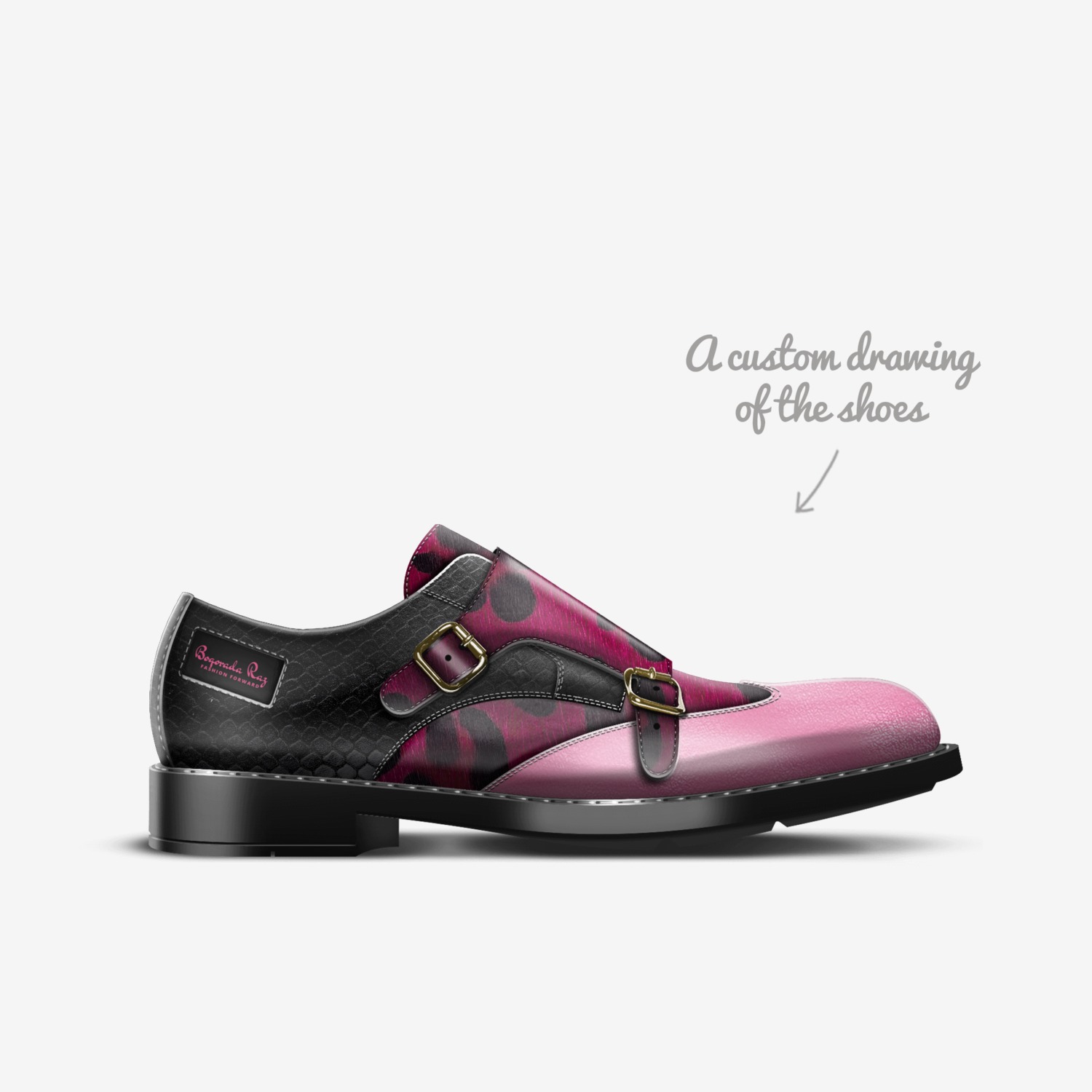 Boqorada Raz  custom made in Italy shoes by Selena A Razo Bell | Sketch view
