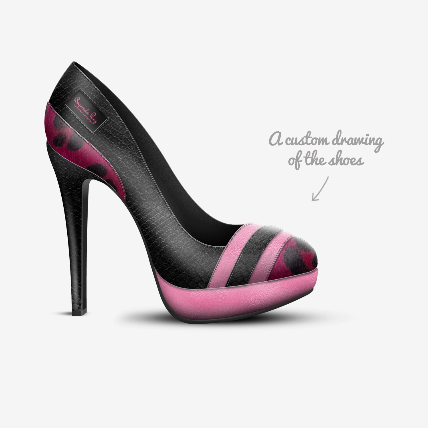 Boqorada Raz  custom made in Italy shoes by Selena A Razo Bell | Sketch view