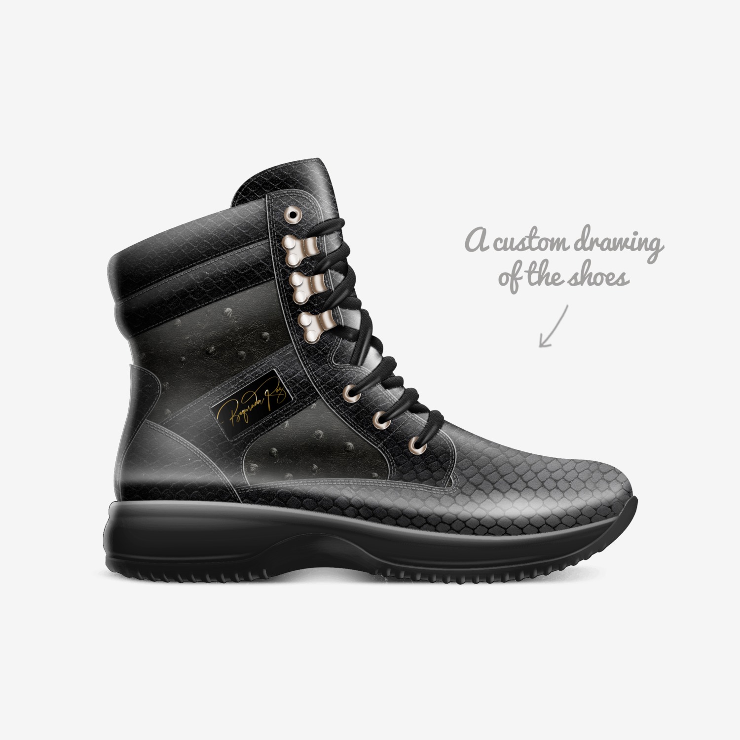 Kuroki Kyuma custom made in Italy shoes by Selena A Razo Bell | Sketch view