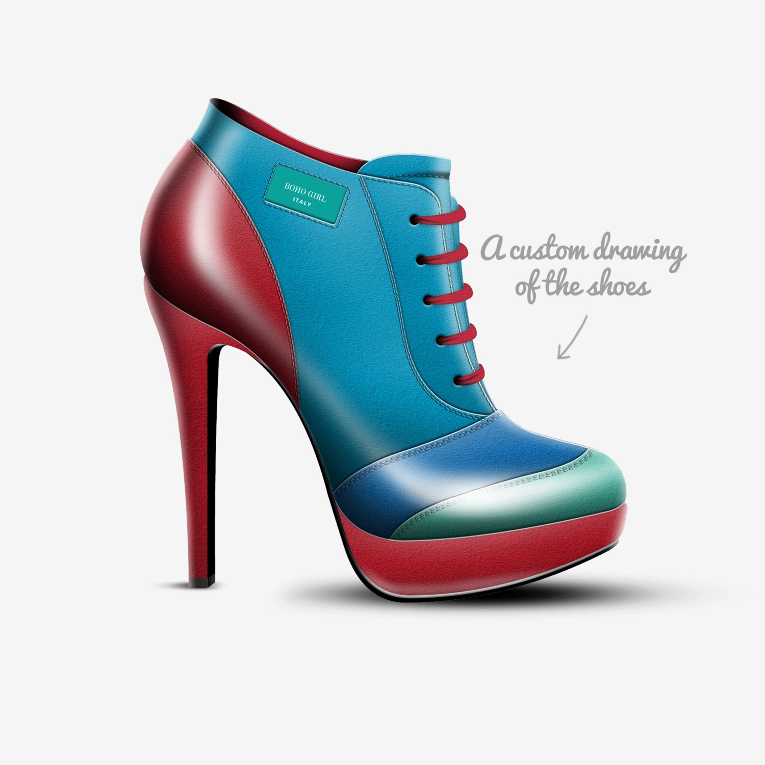 BOHO GIRL custom made in Italy shoes by Marijke Verkerk Design | Sketch view