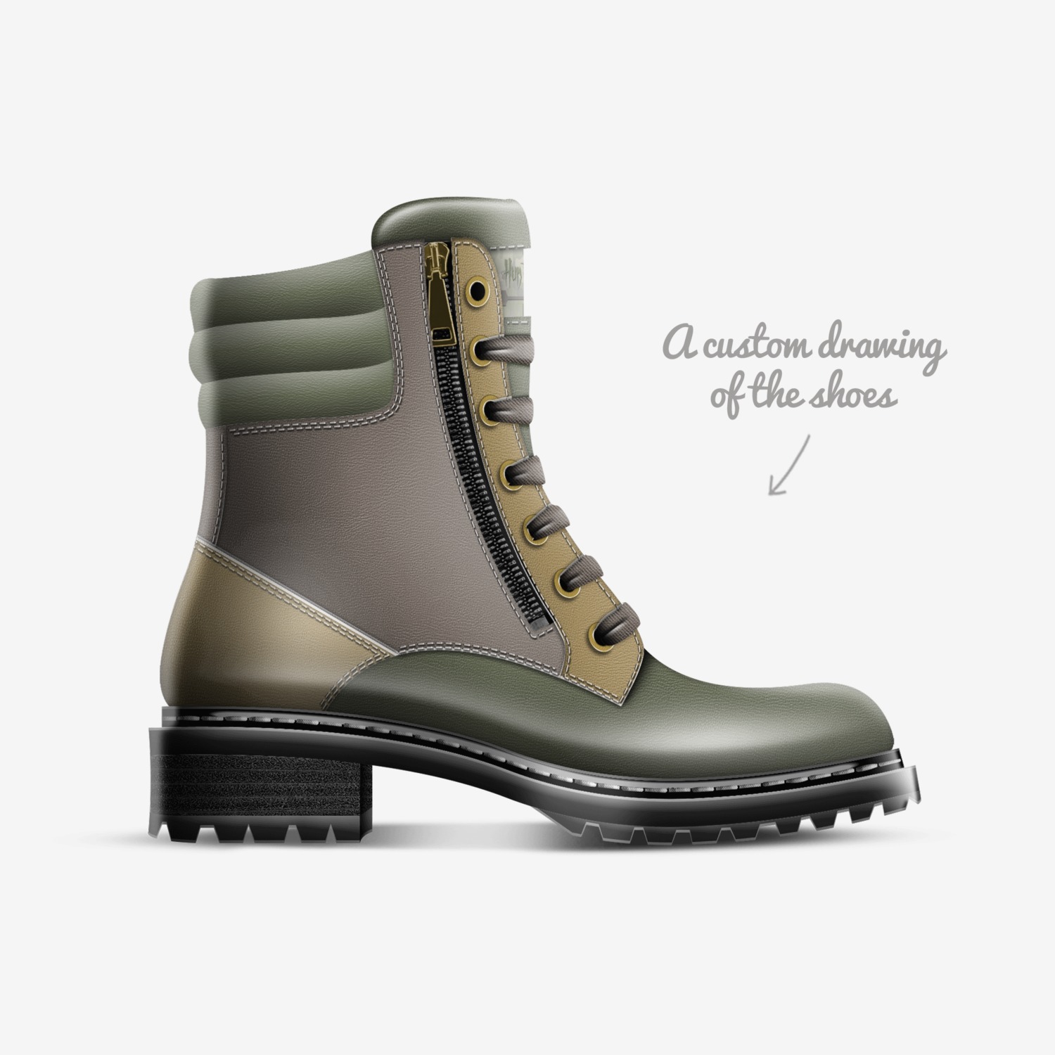 Huntress custom made in Italy shoes by Christy Leigh | Sketch view