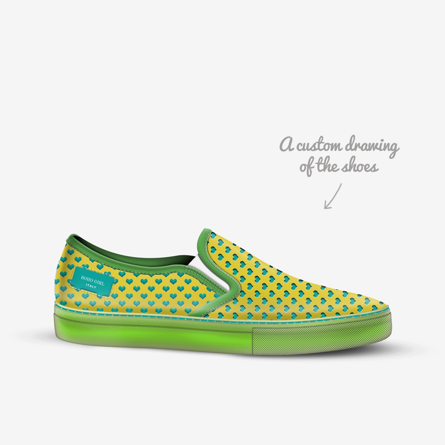 BOHO GIRL custom made in Italy shoes by Marijke Verkerk Design | Sketch view