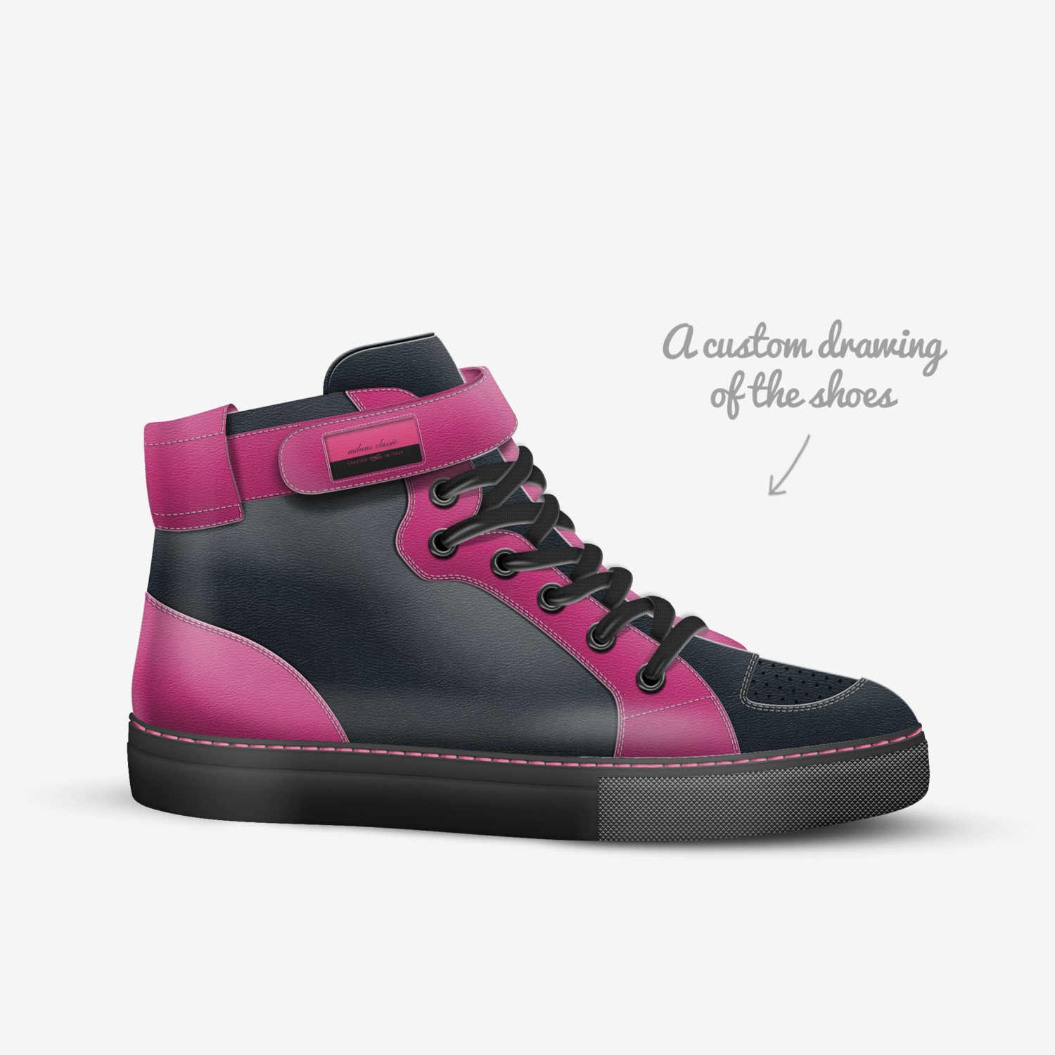 milans classic custom made in Italy shoes by Milan Ashley Villano | Sketch view
