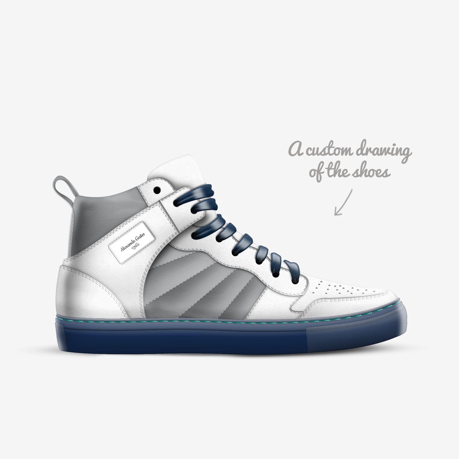 Alexande Gates custom made in Italy shoes by Jonathan Andre Cowley | Sketch view