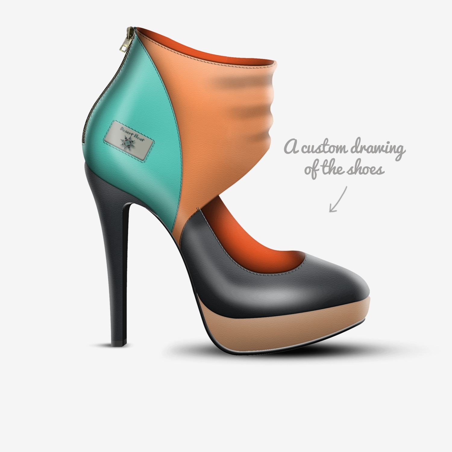 Desert Heat custom made in Italy shoes by Christy Leigh | Sketch view