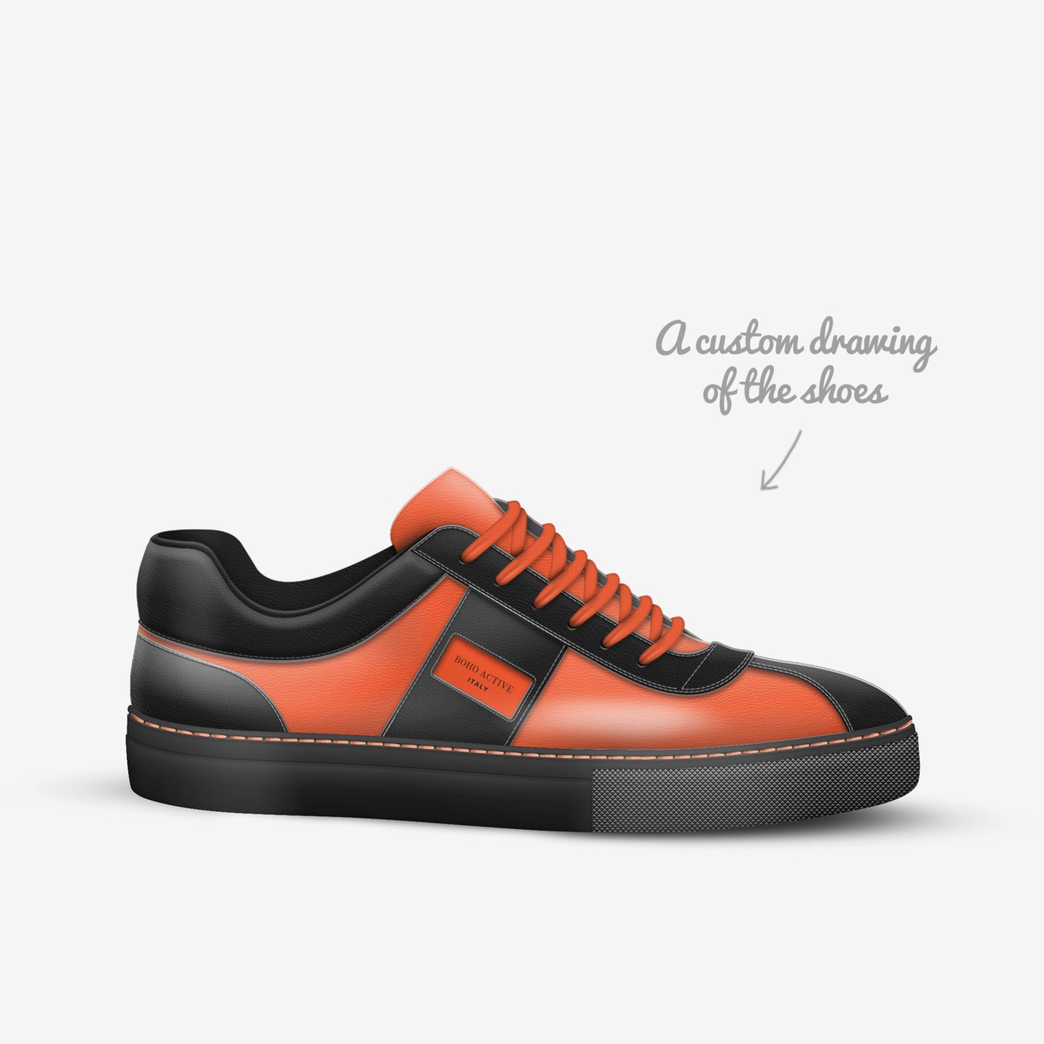 BOHO ACTIVE custom made in Italy shoes by Marijke Verkerk | Sketch view