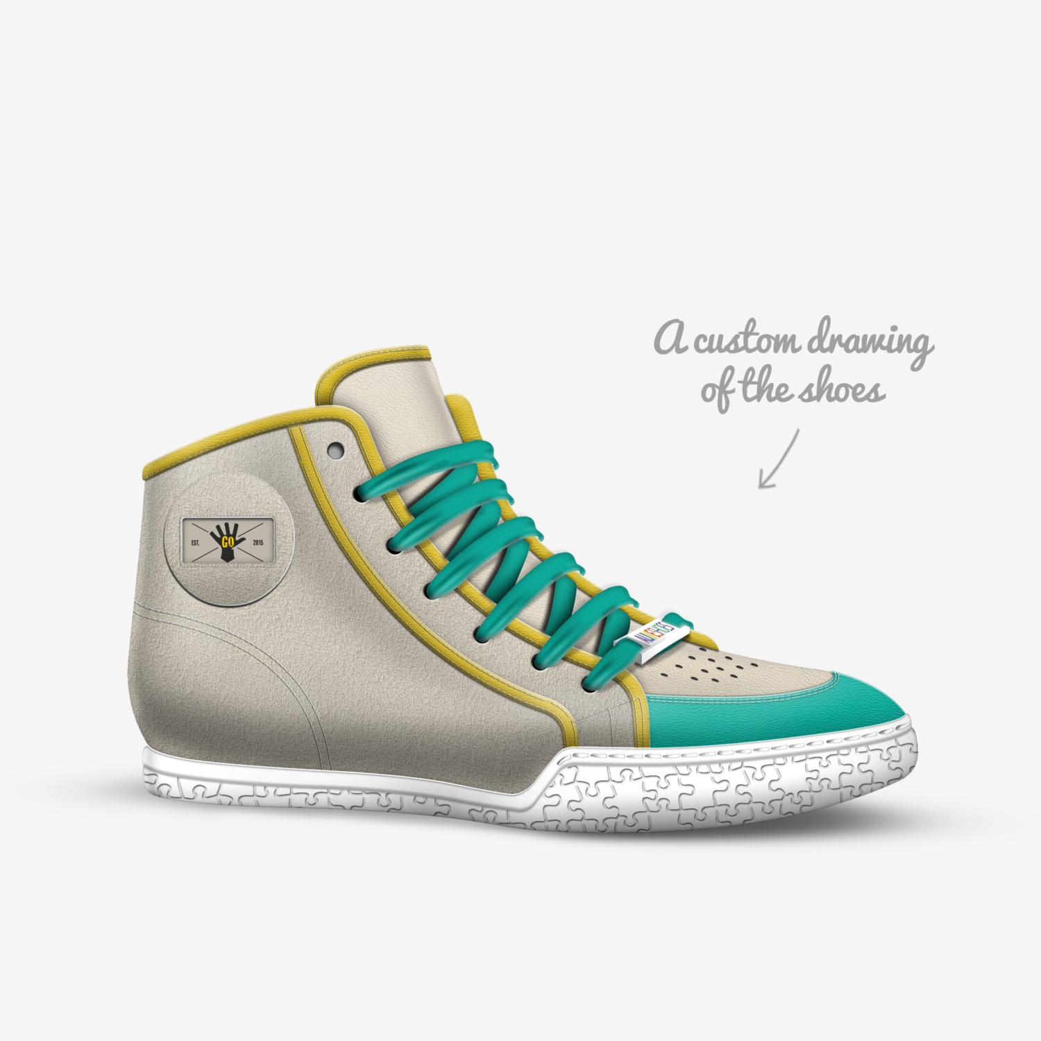 GO2 custom made in Italy shoes by Agency Aliveshoes | Sketch view