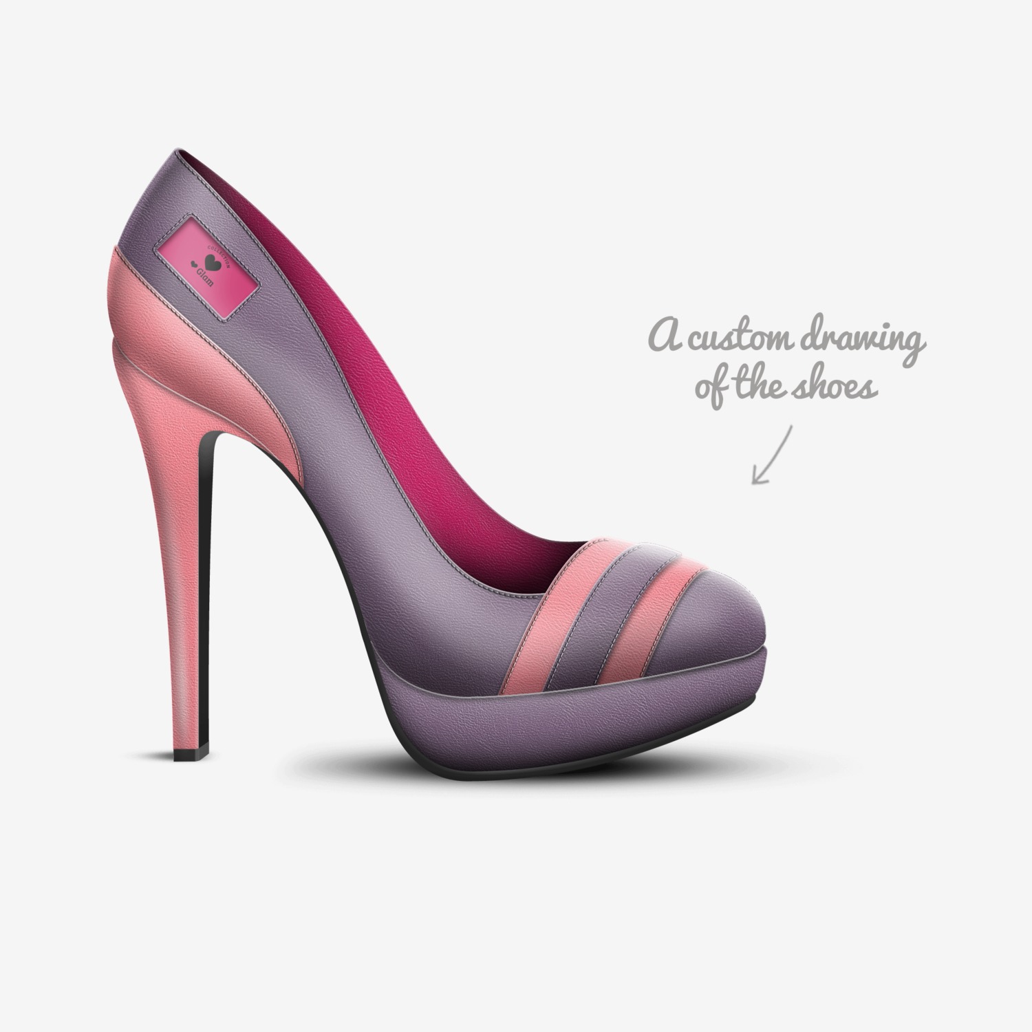 ❤ Purple Striped custom made in Italy shoes by Claudia D | Sketch view