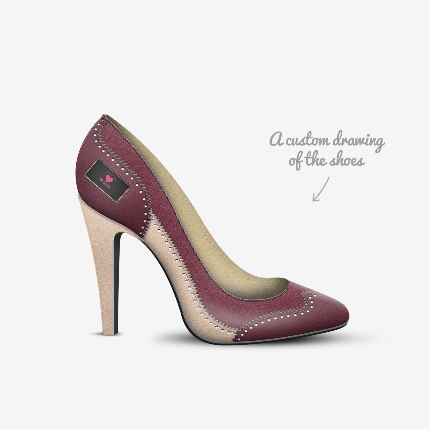 ❤ Purple High Heel custom made in Italy shoes by Claudia D | Sketch view