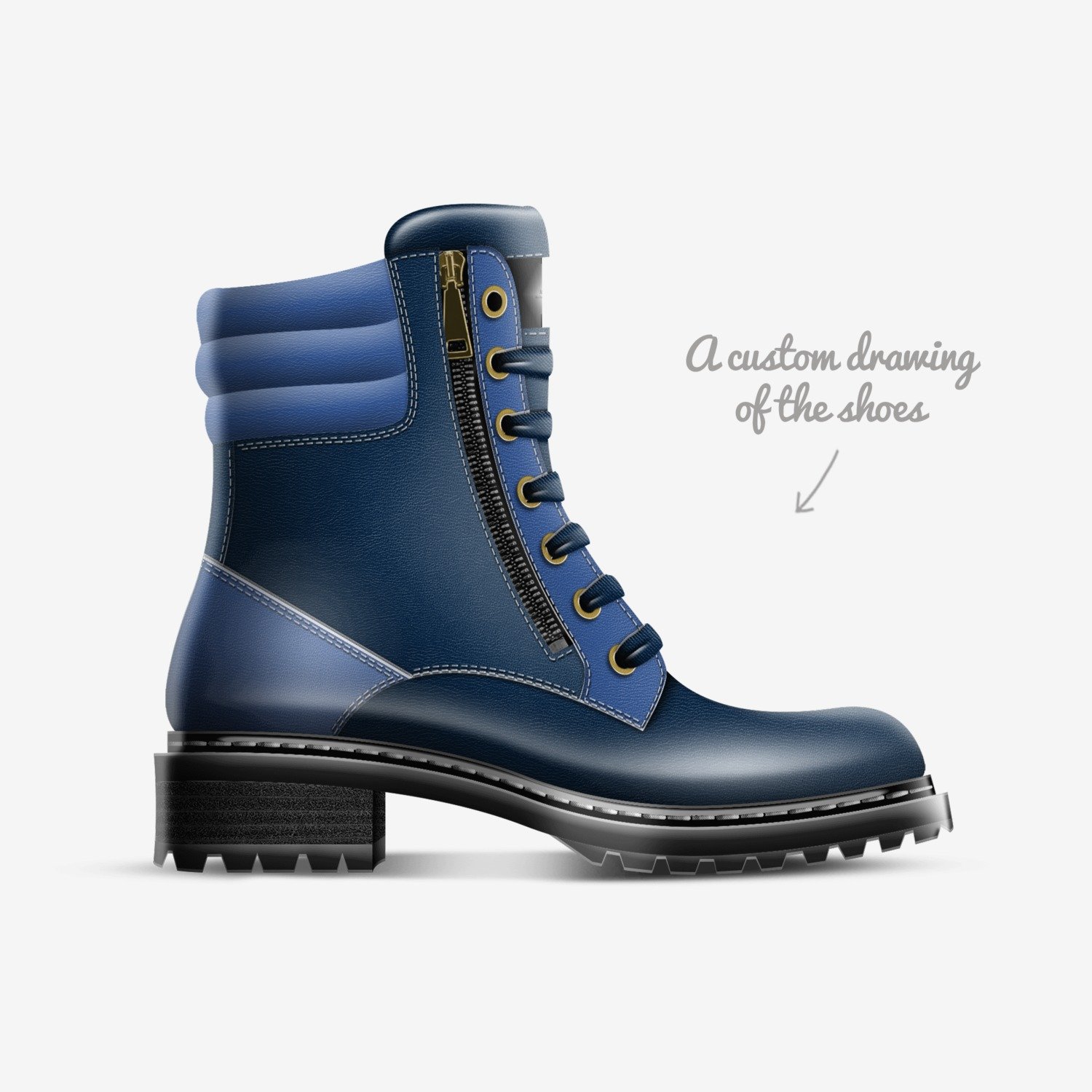 Blue Military custom made in Italy shoes by Mud-di: Miss Unique Designer Is | Sketch view
