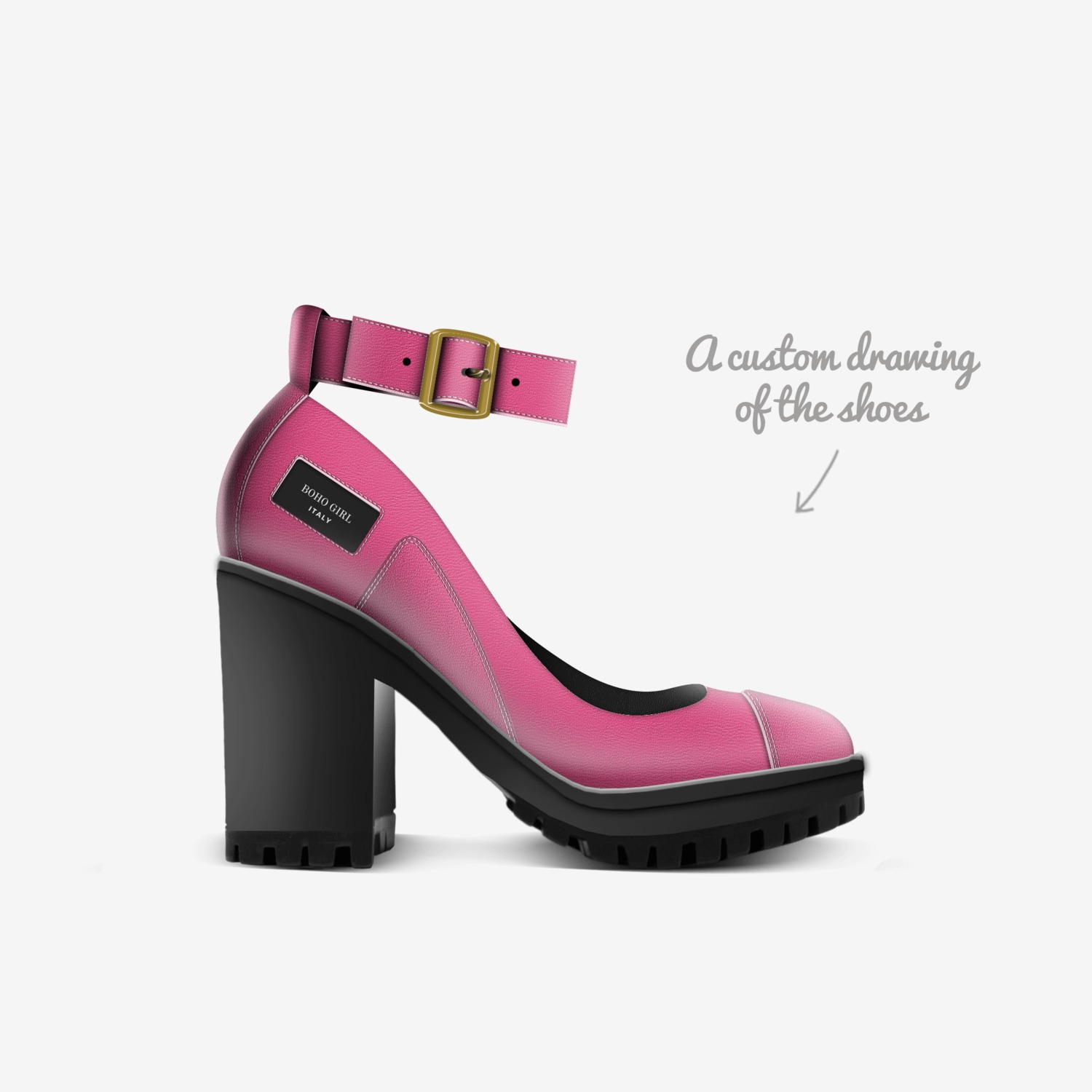 BOHO GIRL custom made in Italy shoes by Marijke Verkerk | Sketch view