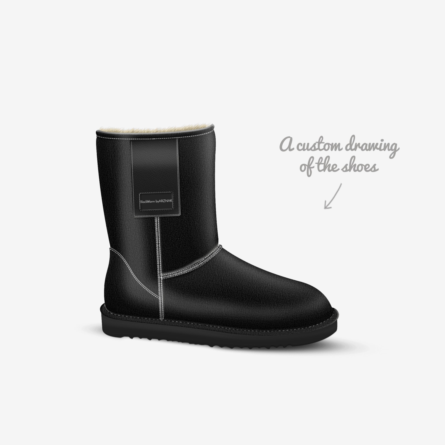 BlackWarm custom made in Italy shoes by Salyam El-takhir | Sketch view