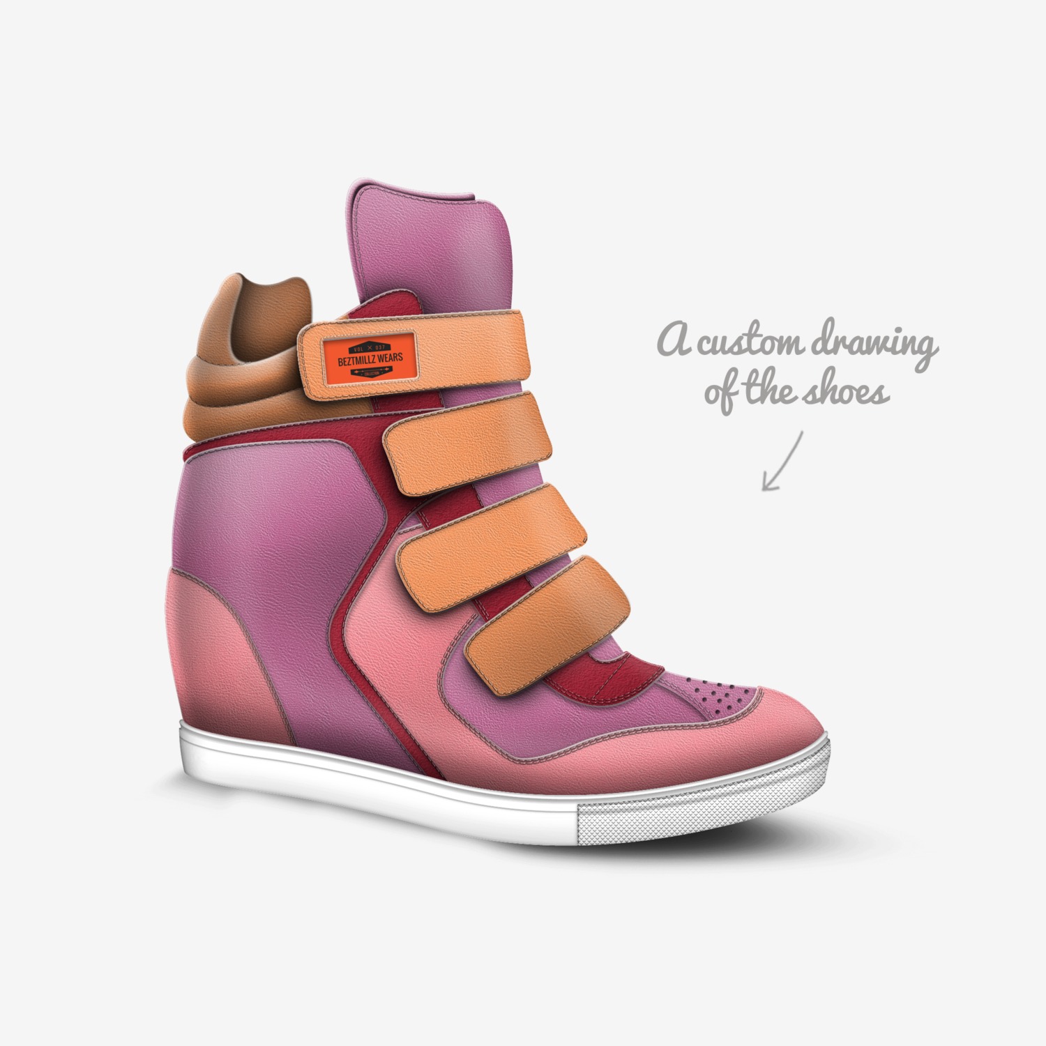 beztmillz wears custom made in Italy shoes by Best Raymond | Sketch view