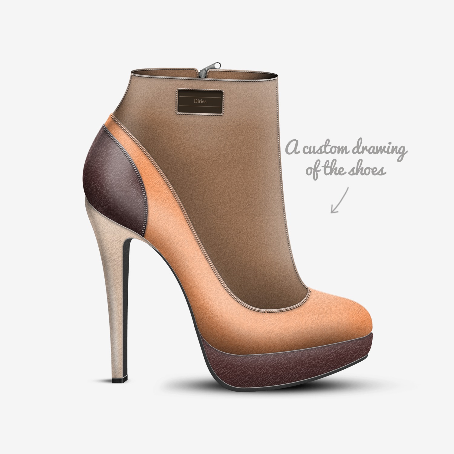 Diries custom made in Italy shoes by K.pres | Sketch view