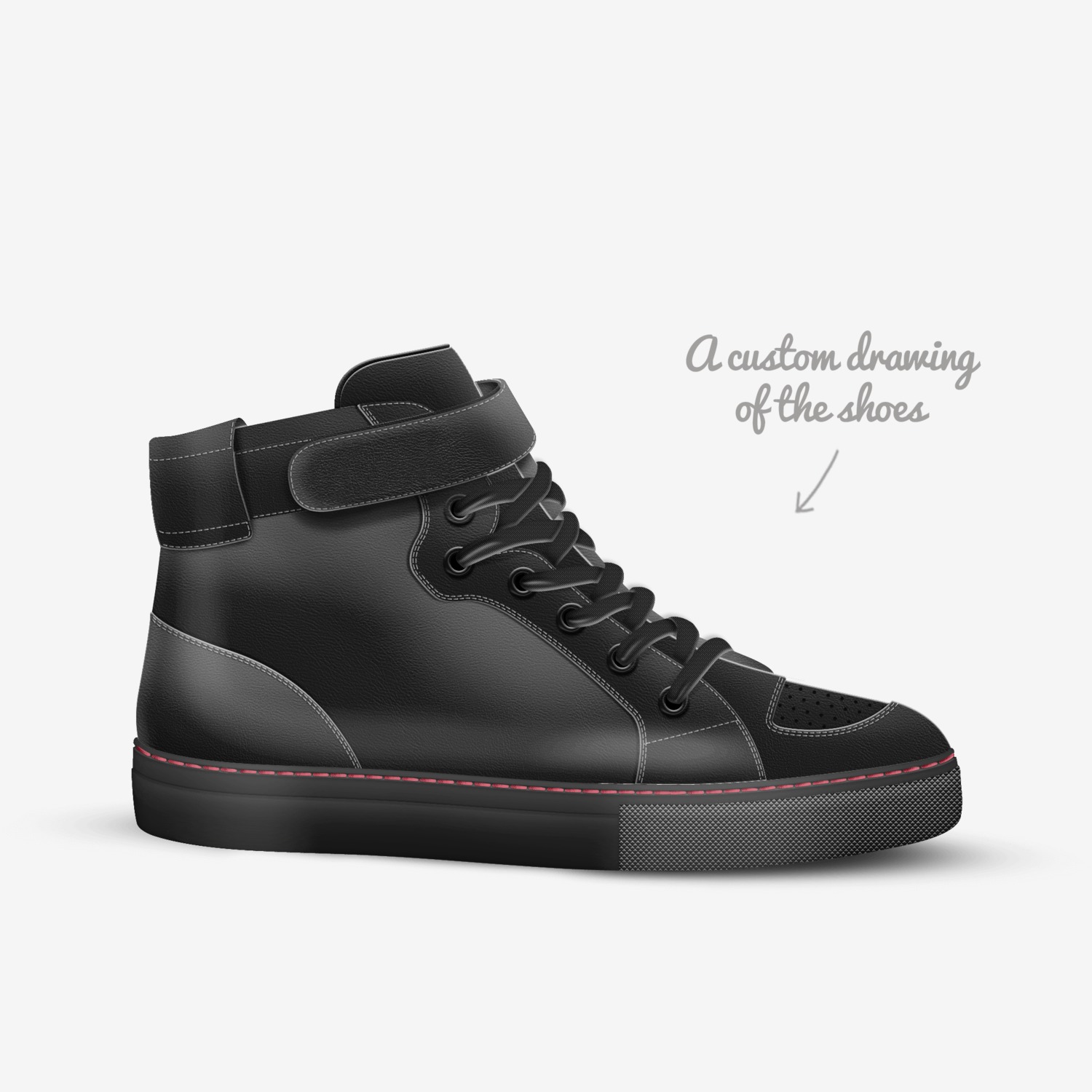 Blackout custom made in Italy shoes by Nothing Like Us | Sketch view