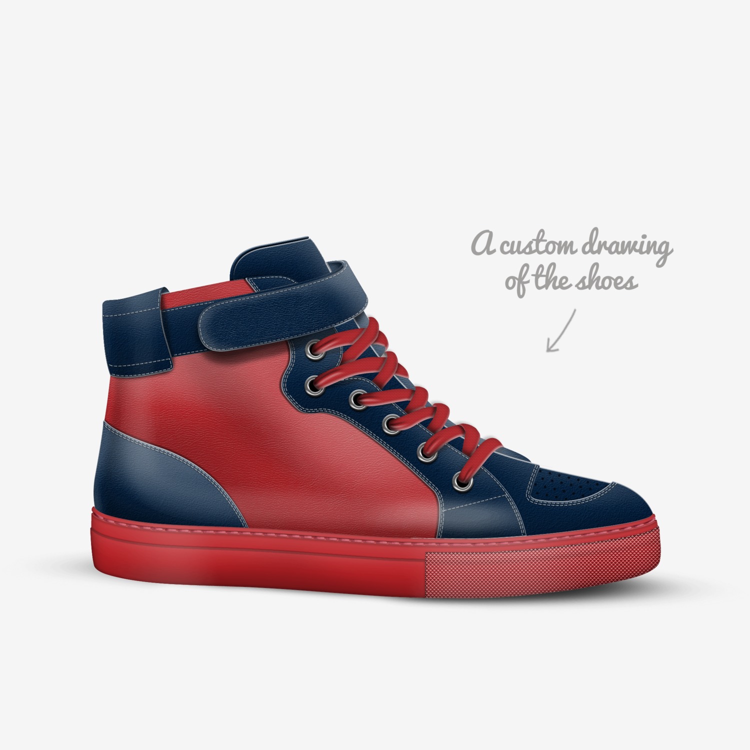 Red & Blue  custom made in Italy shoes by Italian Shoewear | Sketch view