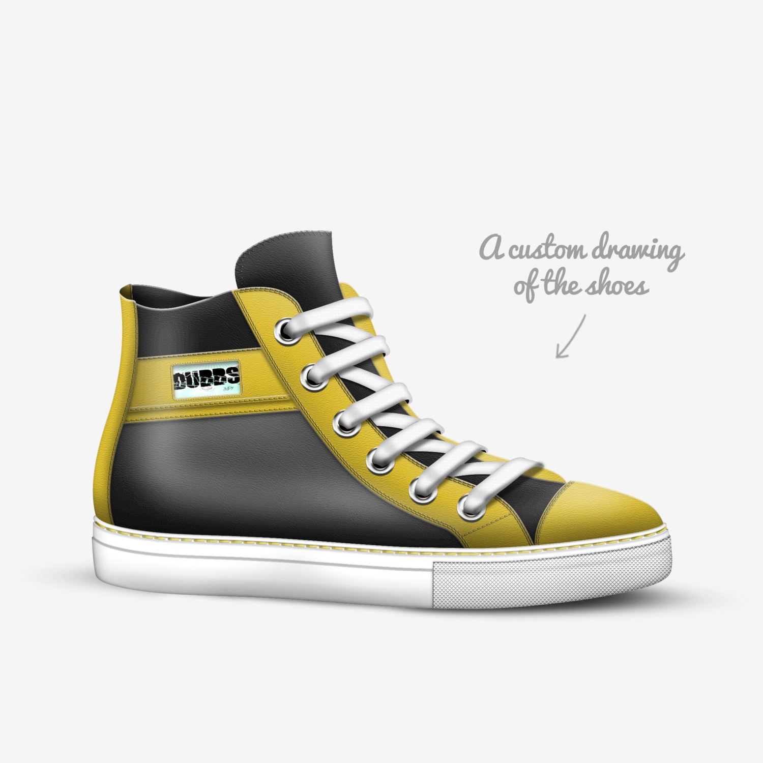 Black And Yellows custom made in Italy shoes by Itz Prof | Sketch view