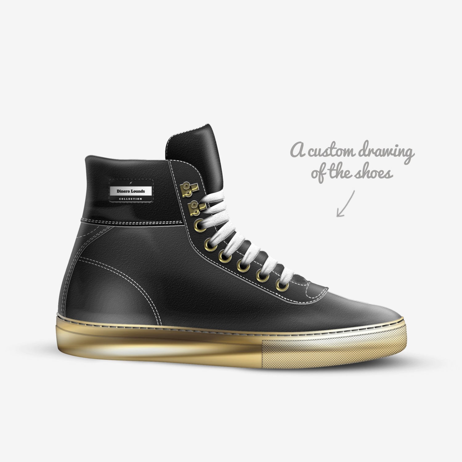 Dinero Lounds custom made in Italy shoes by Daryl Lounds | Sketch view
