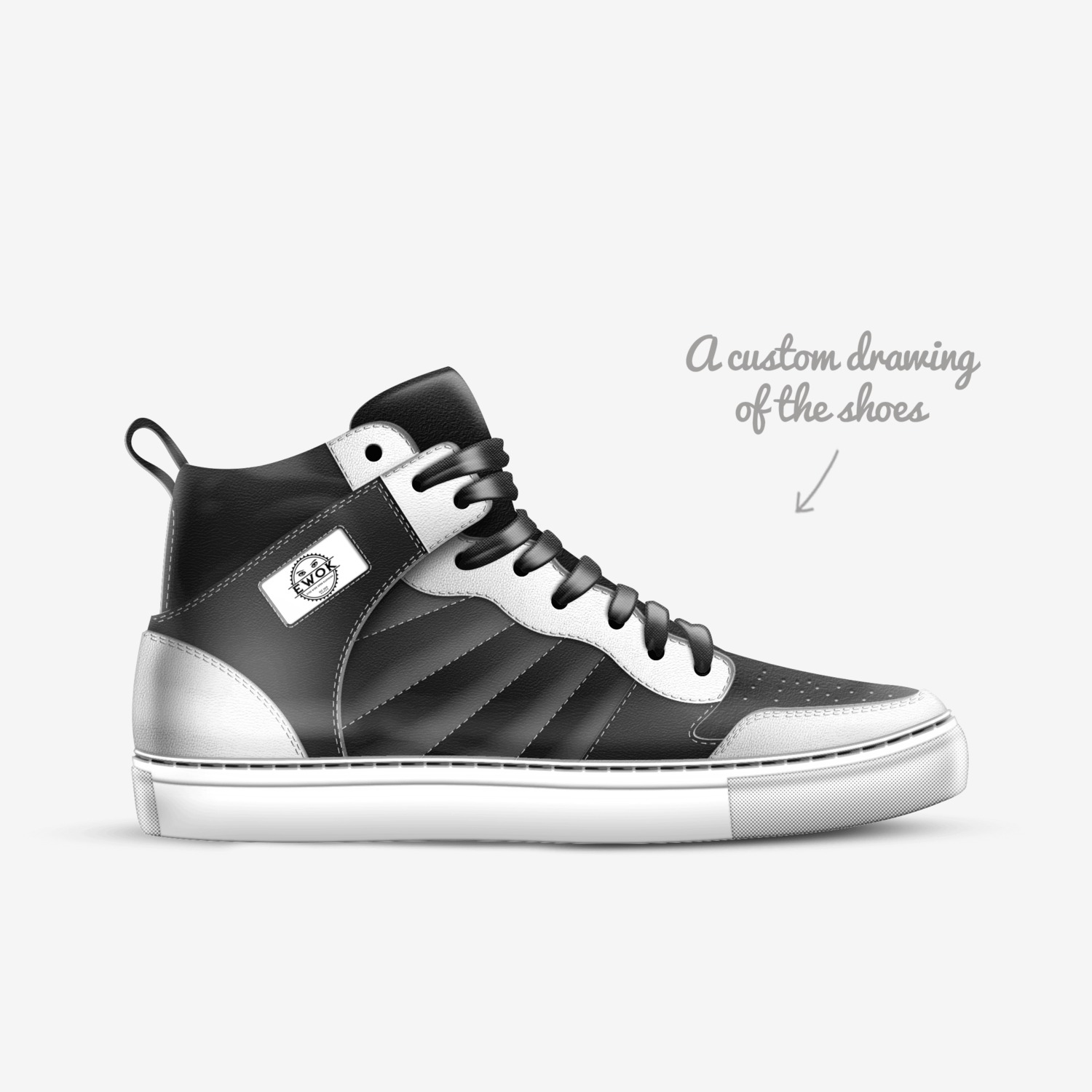 EWOK HiTek custom made in Italy shoes by Amp Jones | Sketch view