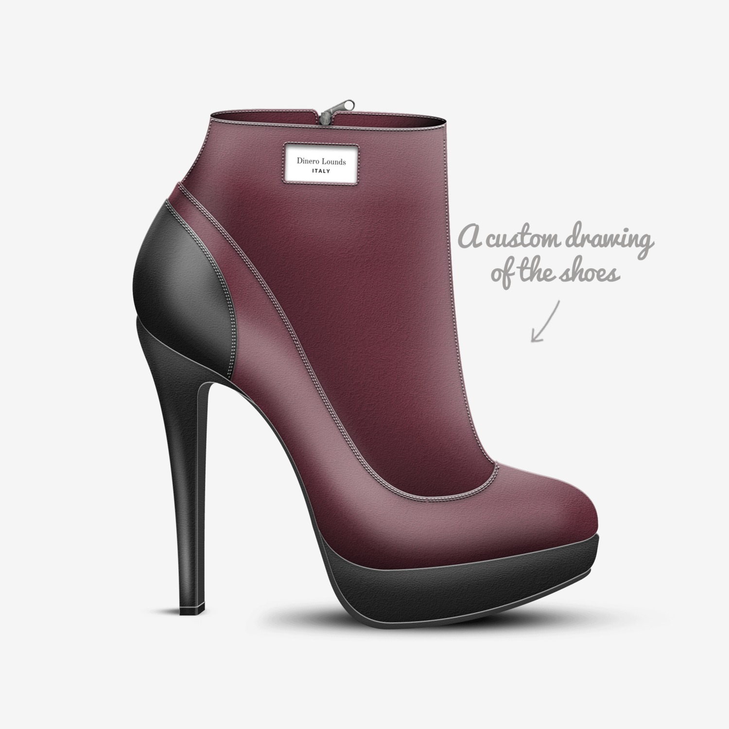 Dinero Lounds custom made in Italy shoes by Daryl Lounds | Sketch view