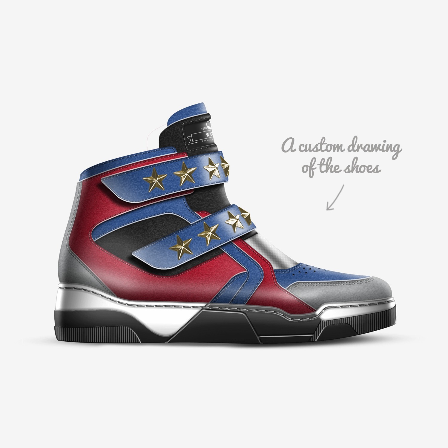 Wavy 2 custom made in Italy shoes by Jakobe Ryan Valadez Hernandez | Sketch view