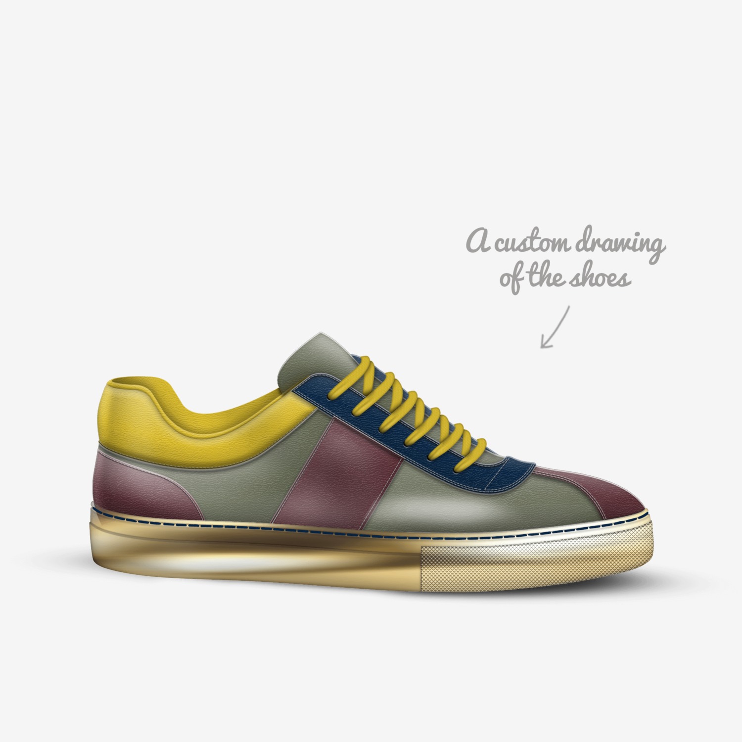 Chuck E bear custom made in Italy shoes by C Cunningham | Sketch view