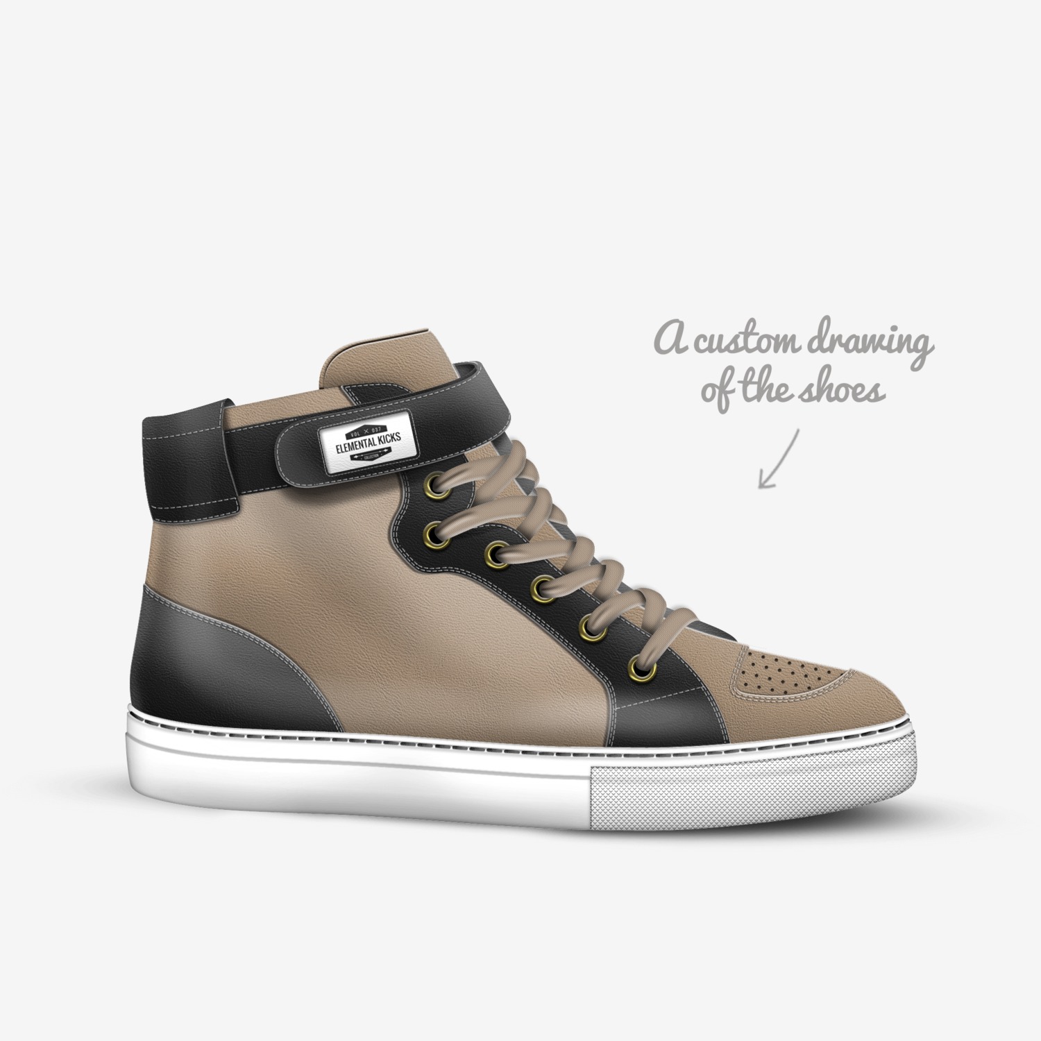 Elemental Kicks custom made in Italy shoes by Stefan Abraham | Sketch view