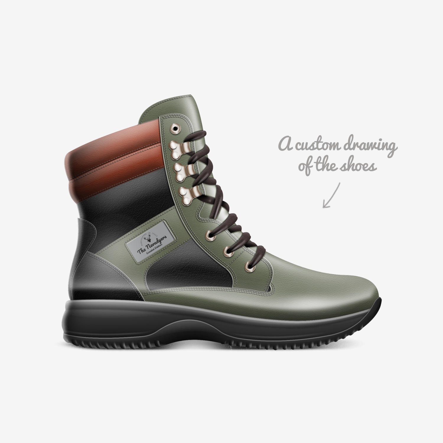 Smokers Boots custom made in Italy shoes by Galatikz Dixon | Sketch view