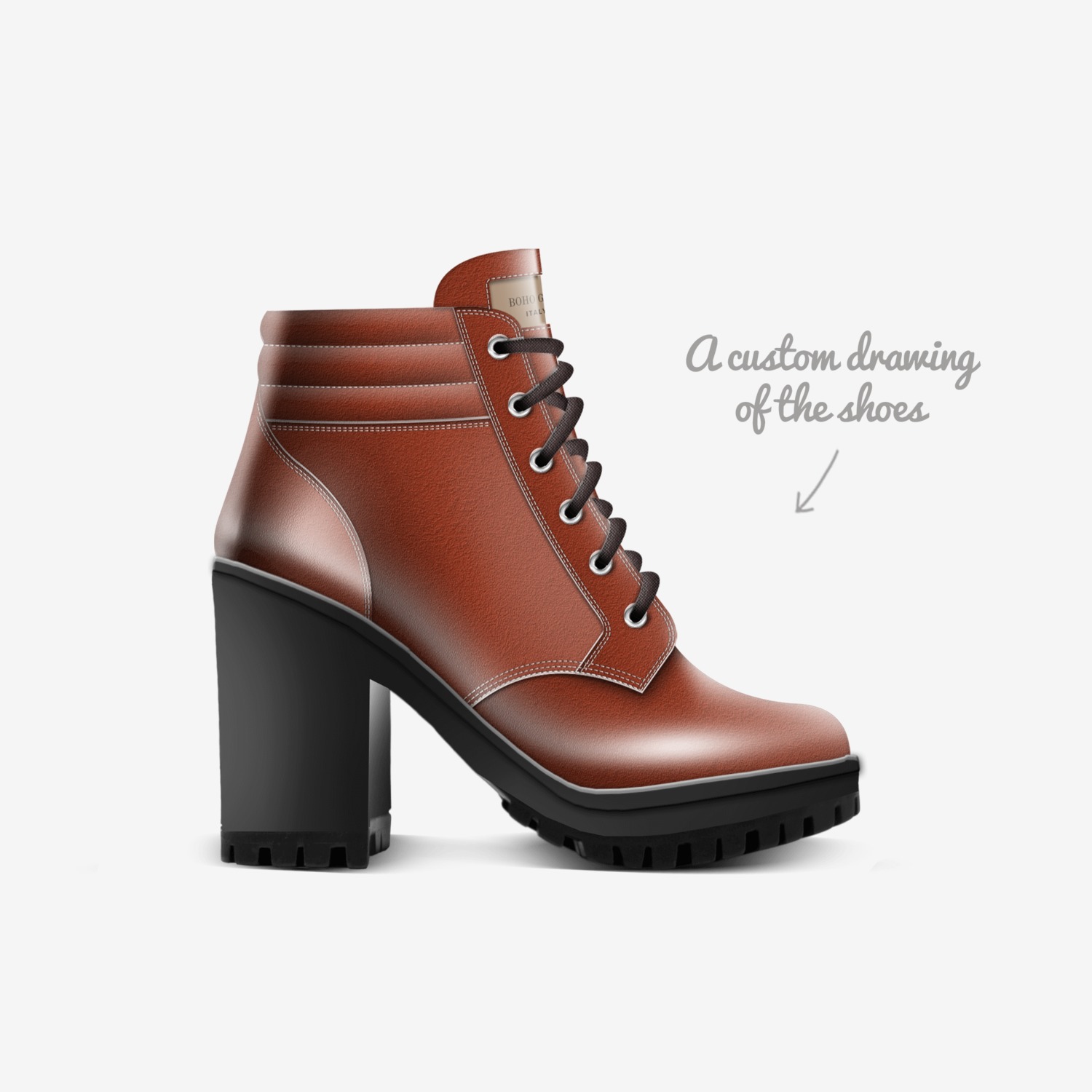 BOHO GIRL custom made in Italy shoes by Marijke Verkerk Design | Sketch view