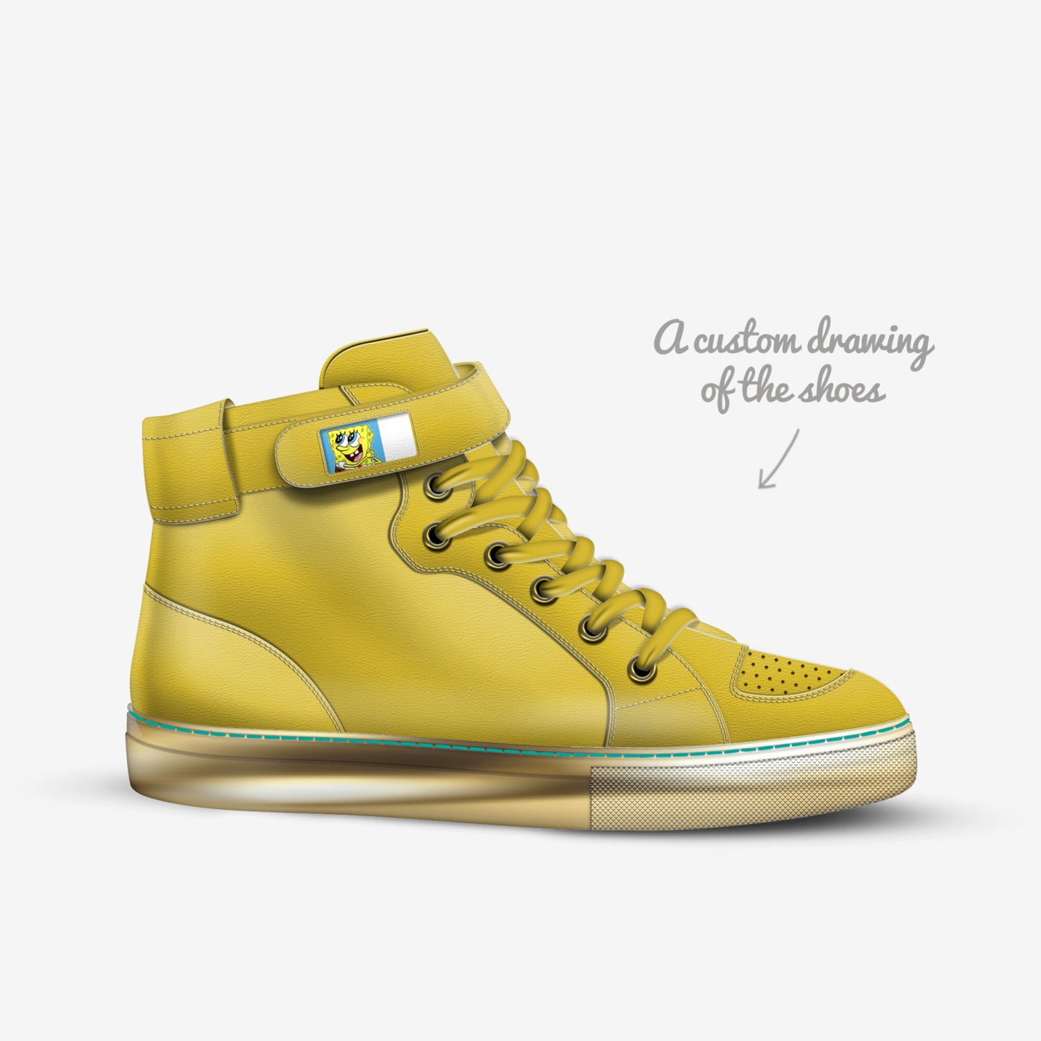 spongebob custom made in Italy shoes by Travis Gresham | Sketch view