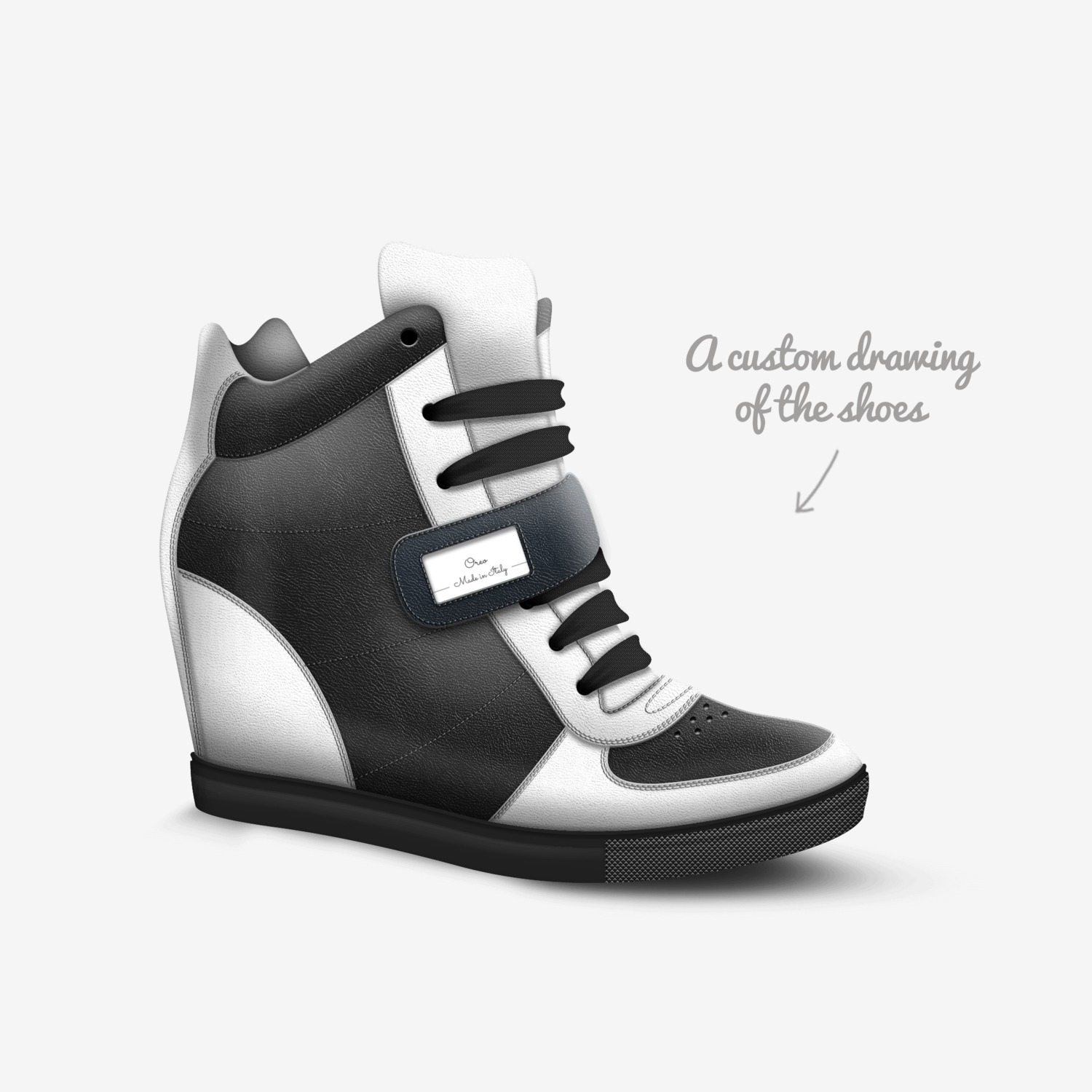 Oreo custom made in Italy shoes by Kursty | Sketch view