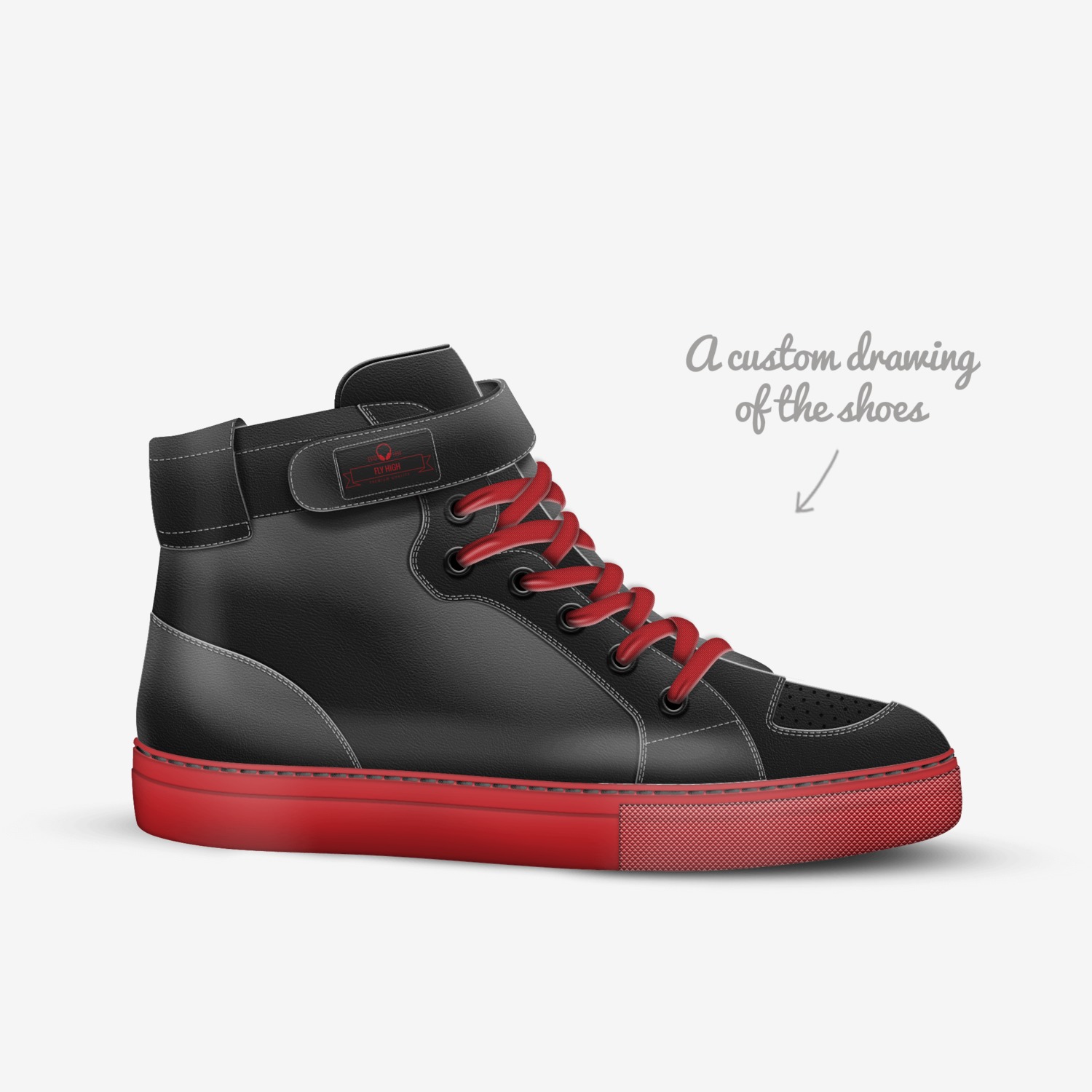 fly high custom made in Italy shoes by Azreal Yoho | Sketch view