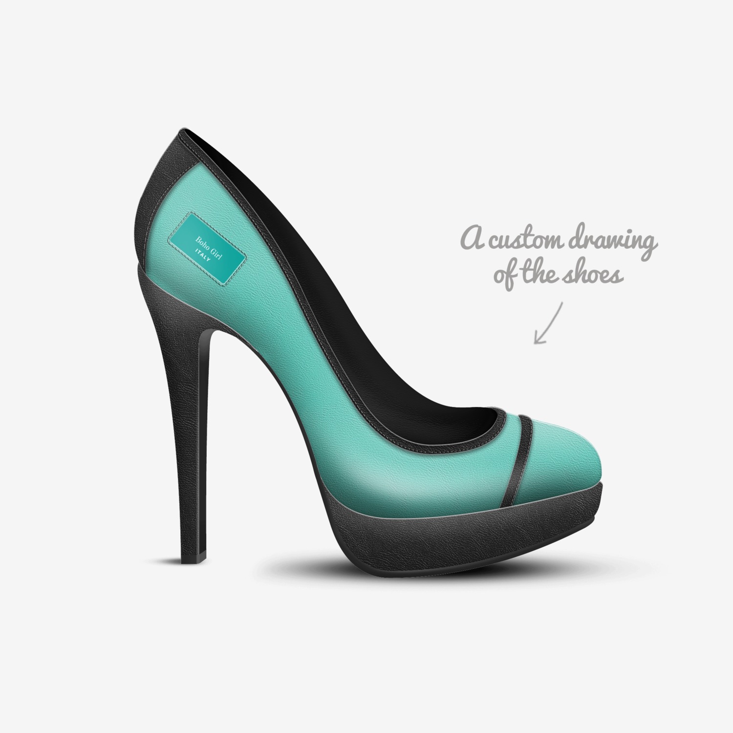 Boho Girl custom made in Italy shoes by Marijke Verkerk Design | Sketch view