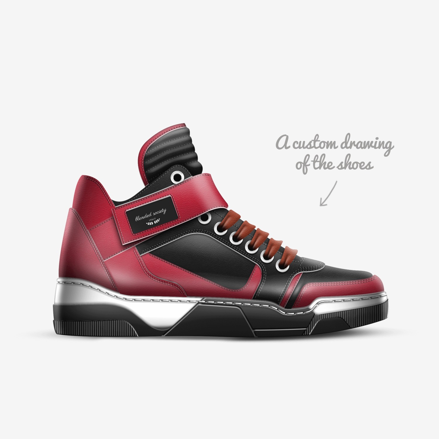 blended society custom made in Italy shoes by Chon Smith | Sketch view