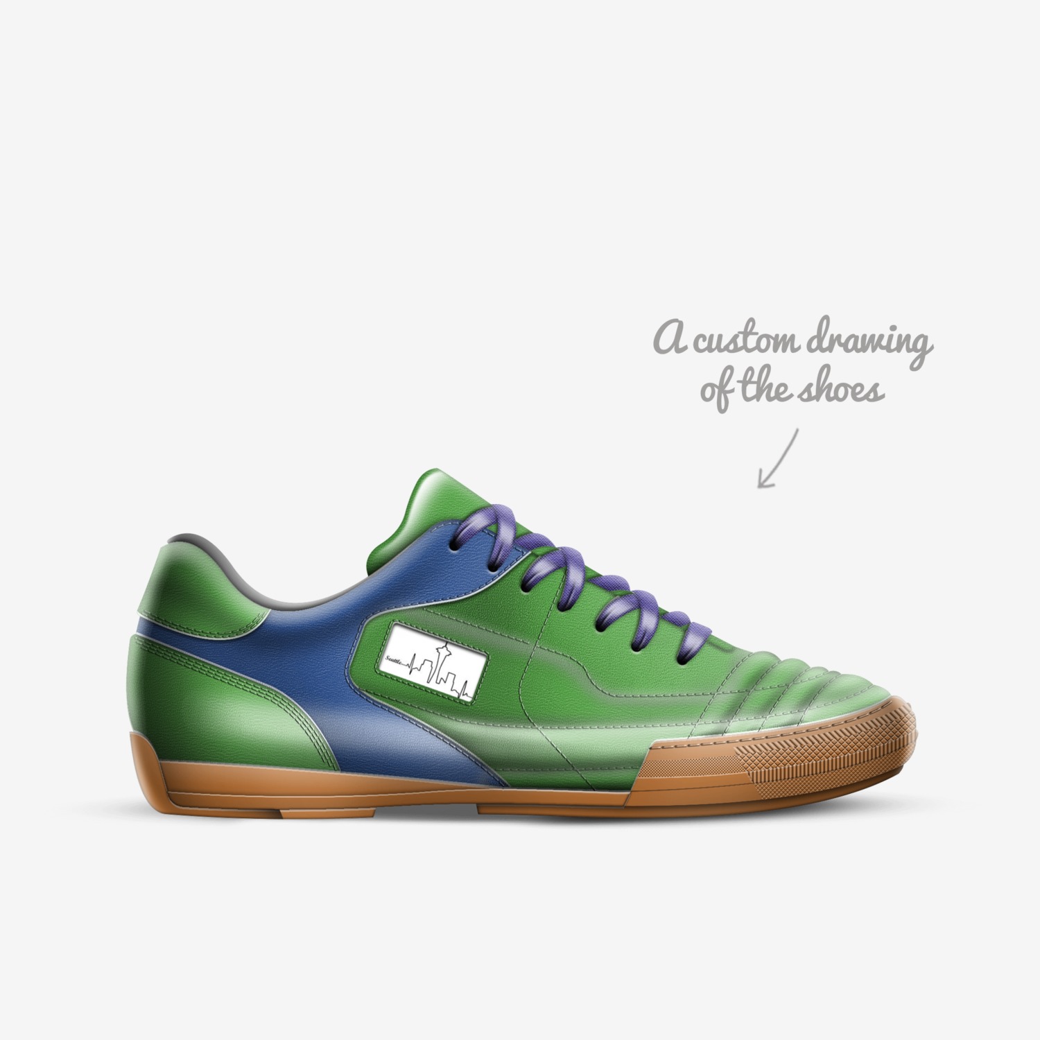 Great wave custom made in Italy shoes by Jonathan Vasquez | Sketch view