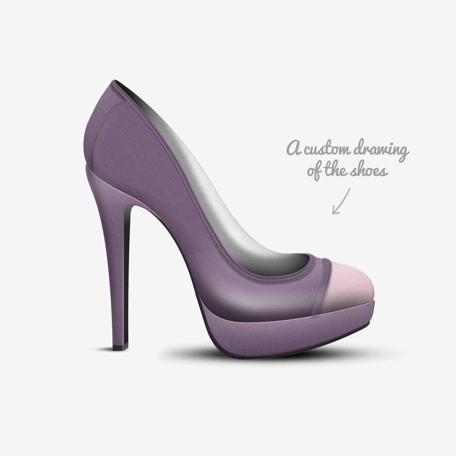 violet pump custom made in Italy shoes by Mona Elkateb | Sketch view