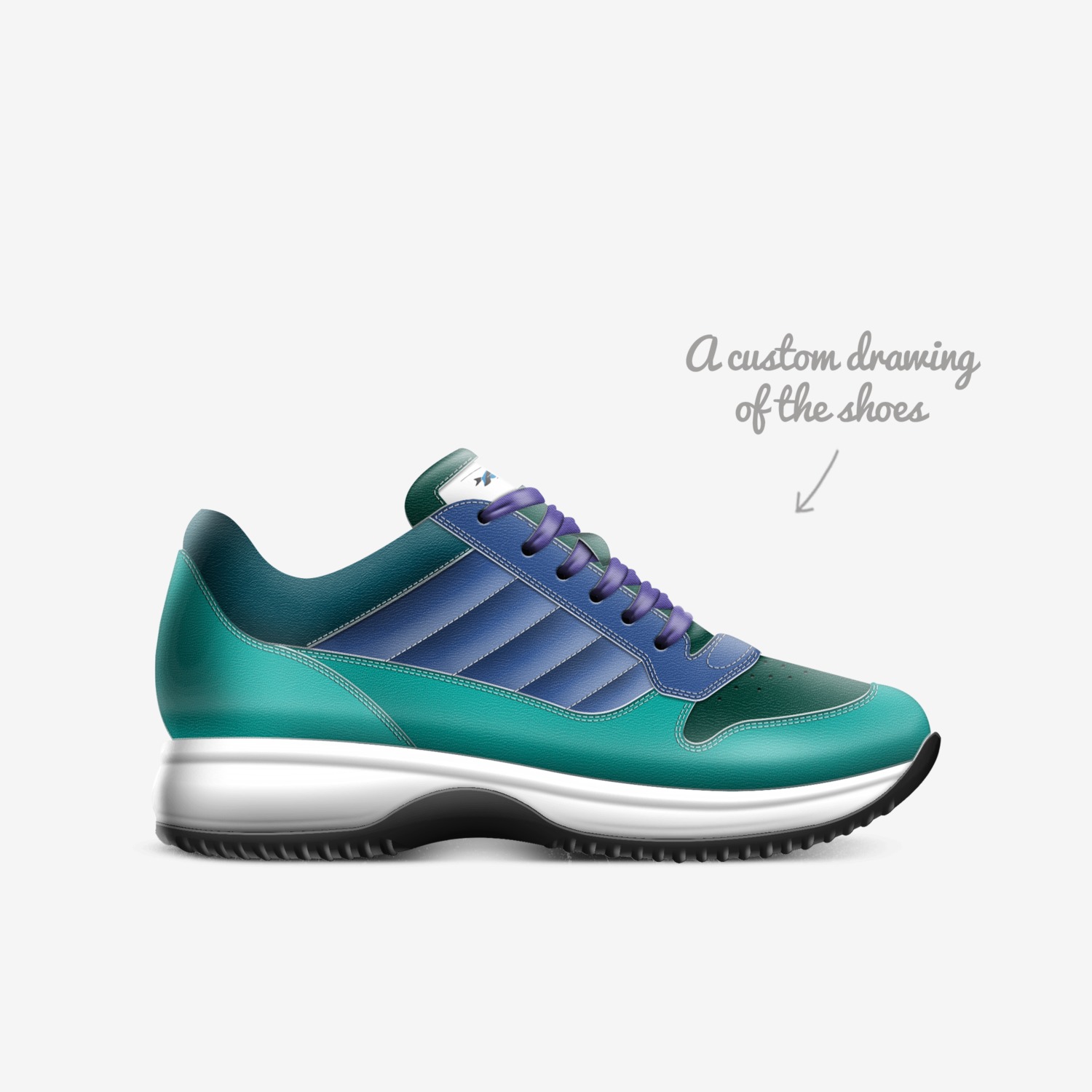 The watery waves custom made in Italy shoes by Sage | Sketch view