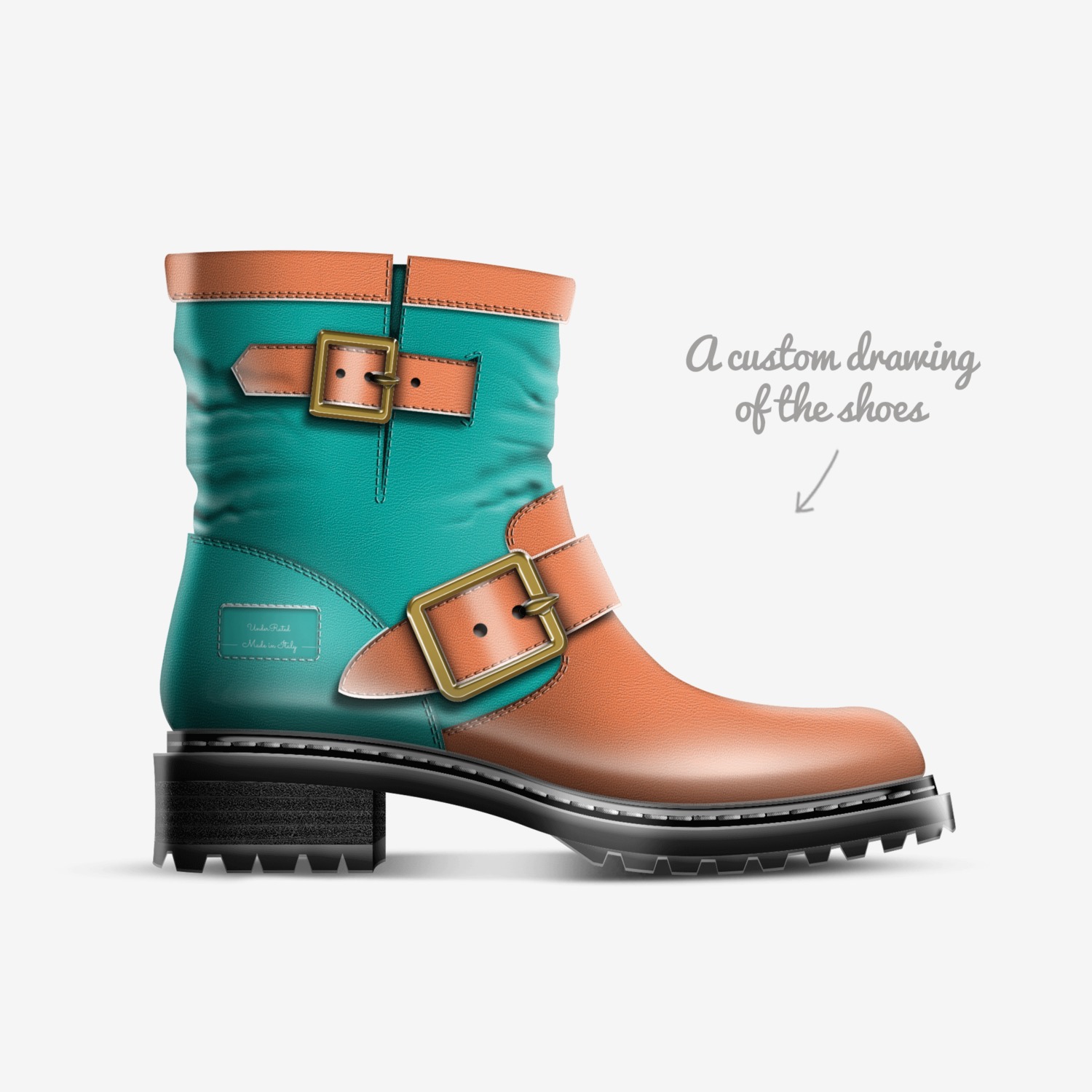 UnderRated  custom made in Italy shoes by Underrated Denim | Sketch view