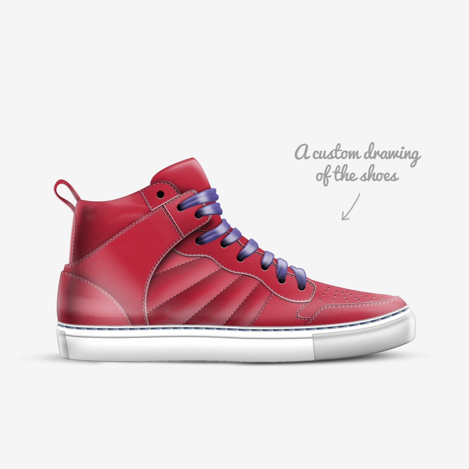 Red Asha  custom made in Italy shoes by Tevin Jones | Sketch view