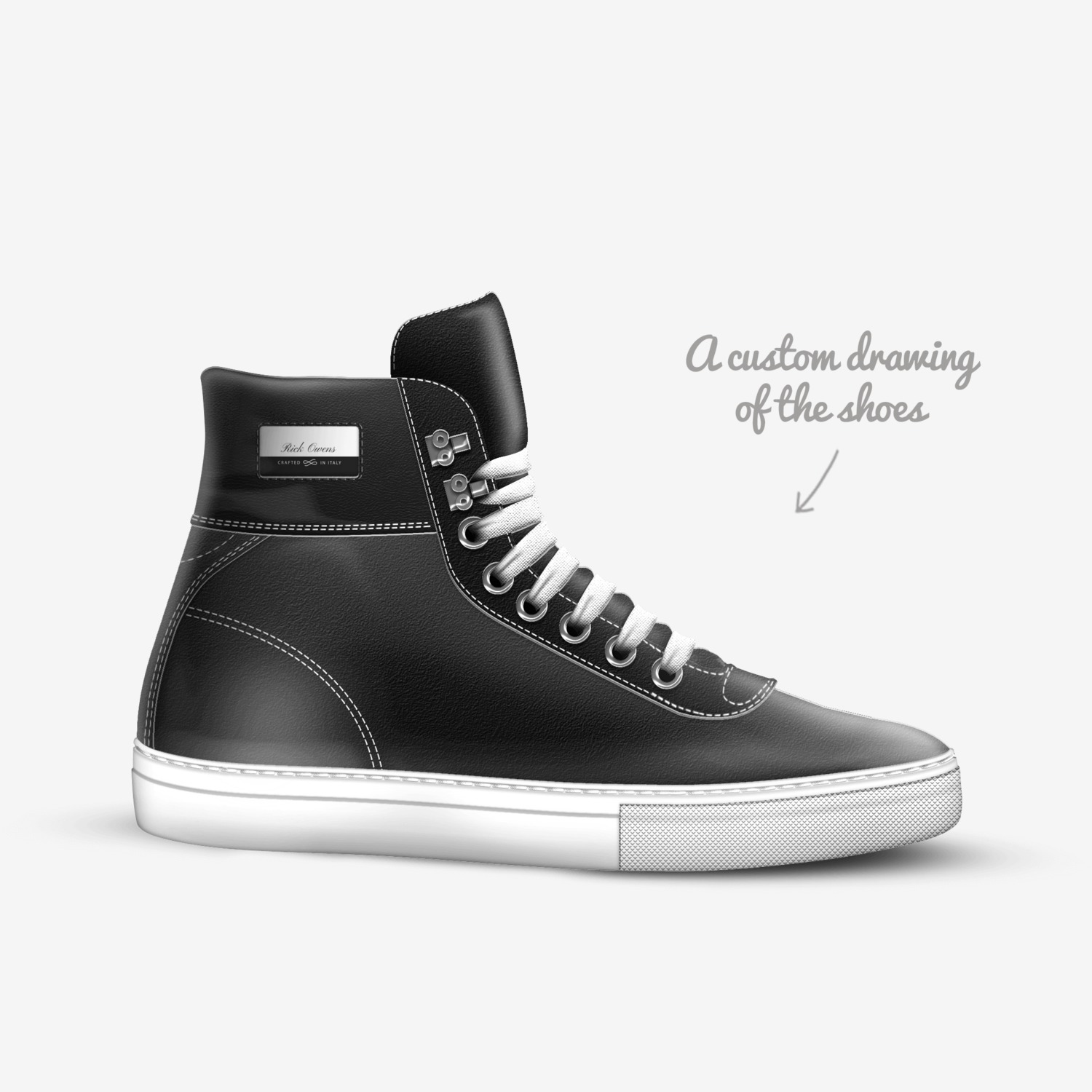 Rick Owens custom made in Italy shoes by Huy Nguyễn Hoàng Gia | Sketch view