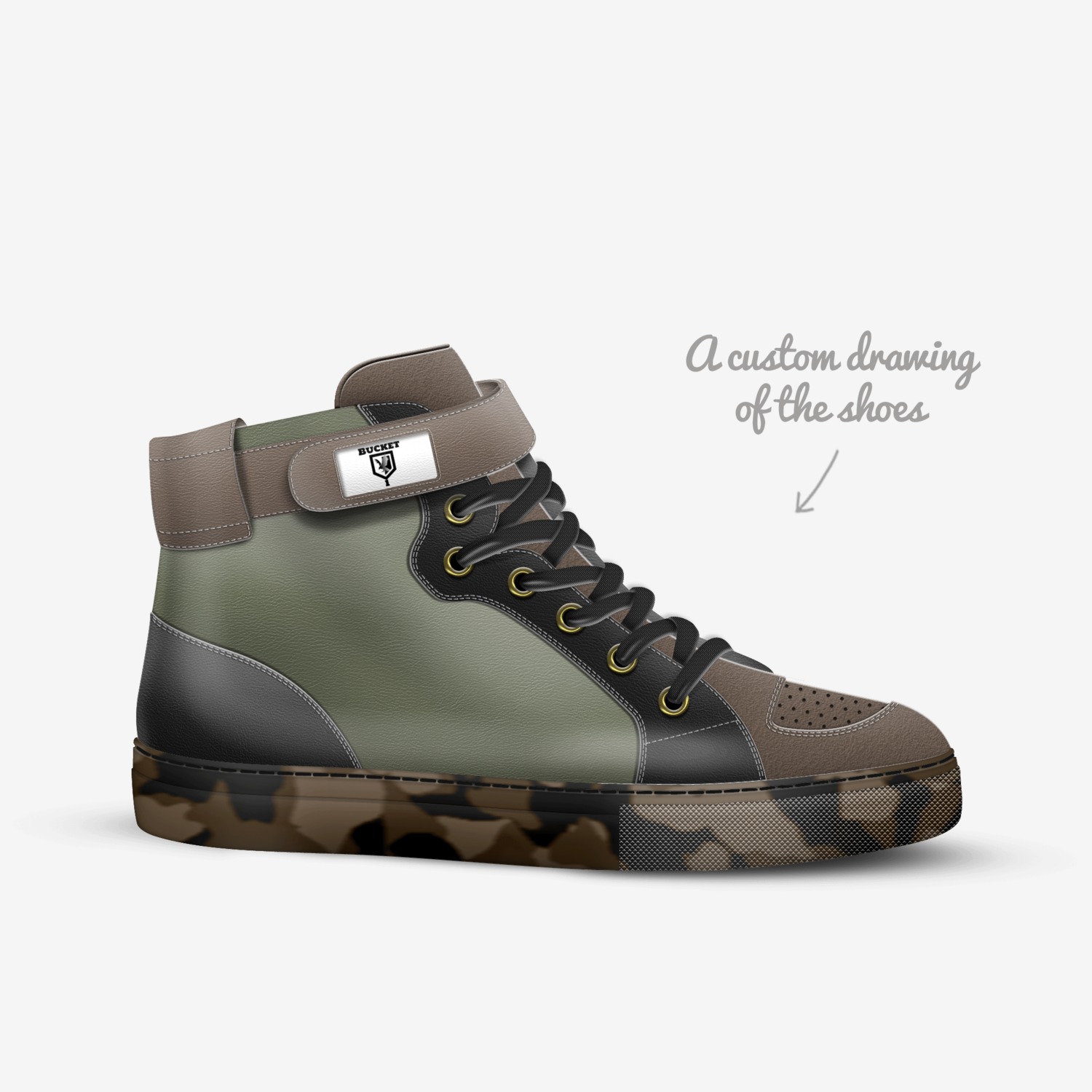 Bucket 1 custom made in Italy shoes by Joey Bucketts | Sketch view
