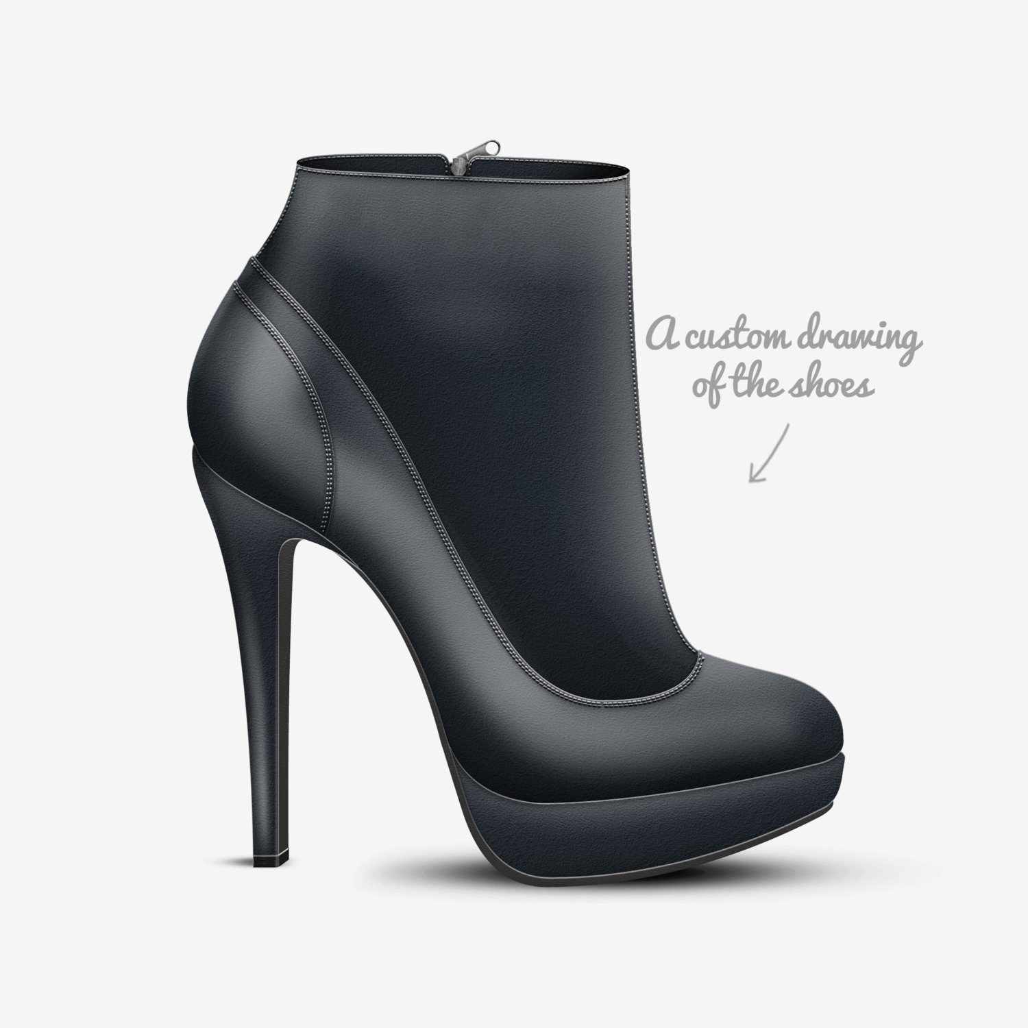 Tootsie Toes custom made in Italy shoes by Johanna | Sketch view