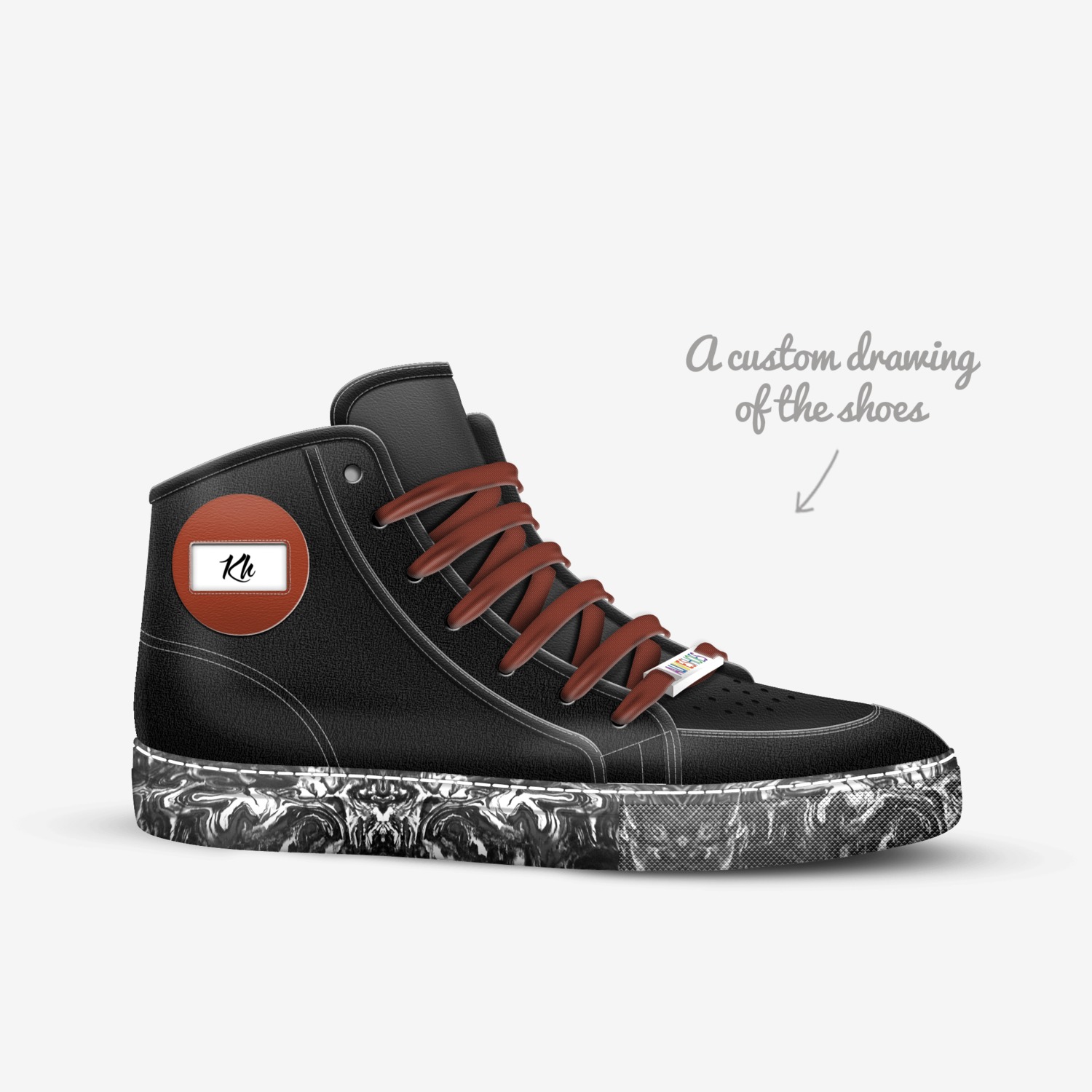 uno custom made in Italy shoes by Henry Kofi | Sketch view