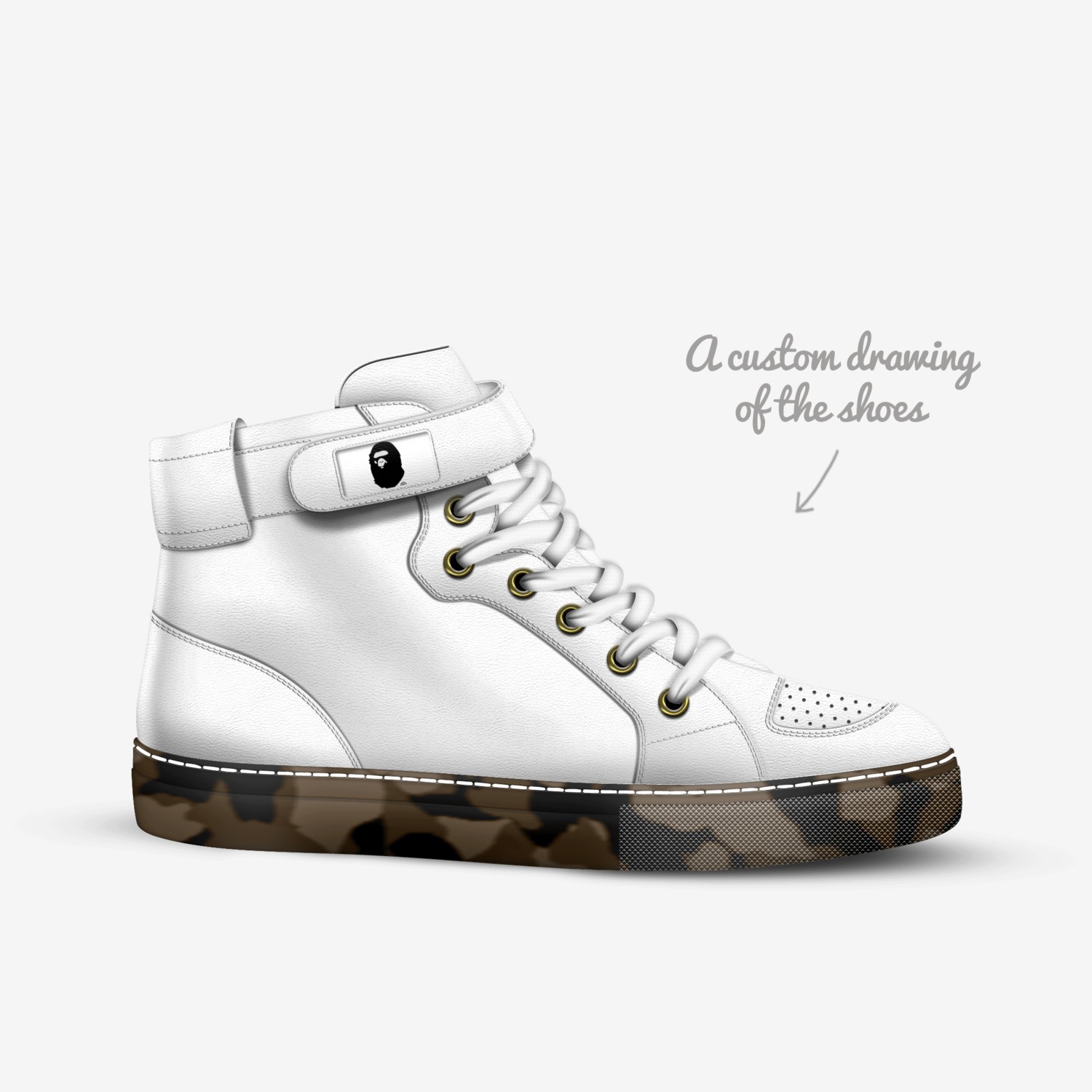 Bape custom made in Italy shoes by Marlin Toney | Sketch view