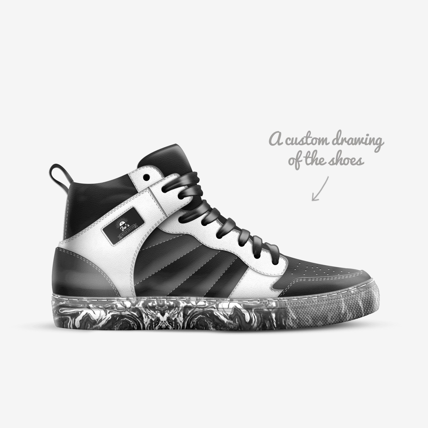 Jw's custom made in Italy shoes by Jordan Worthy | Sketch view