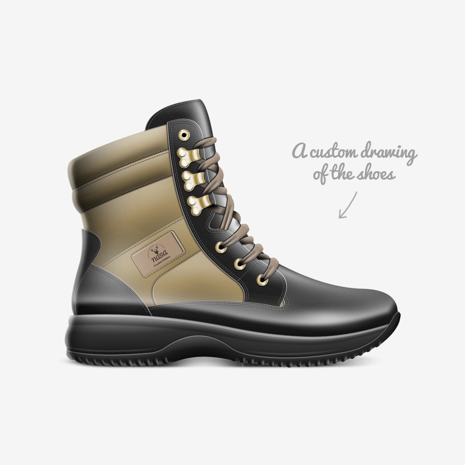 NASA custom made in Italy shoes by Terrence Wheaton | Sketch view