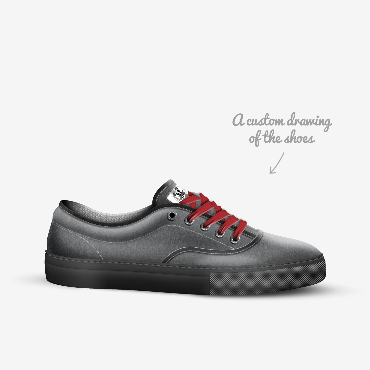 Grey Panda  custom made in Italy shoes by Cheryl Lee Bowers | Sketch view