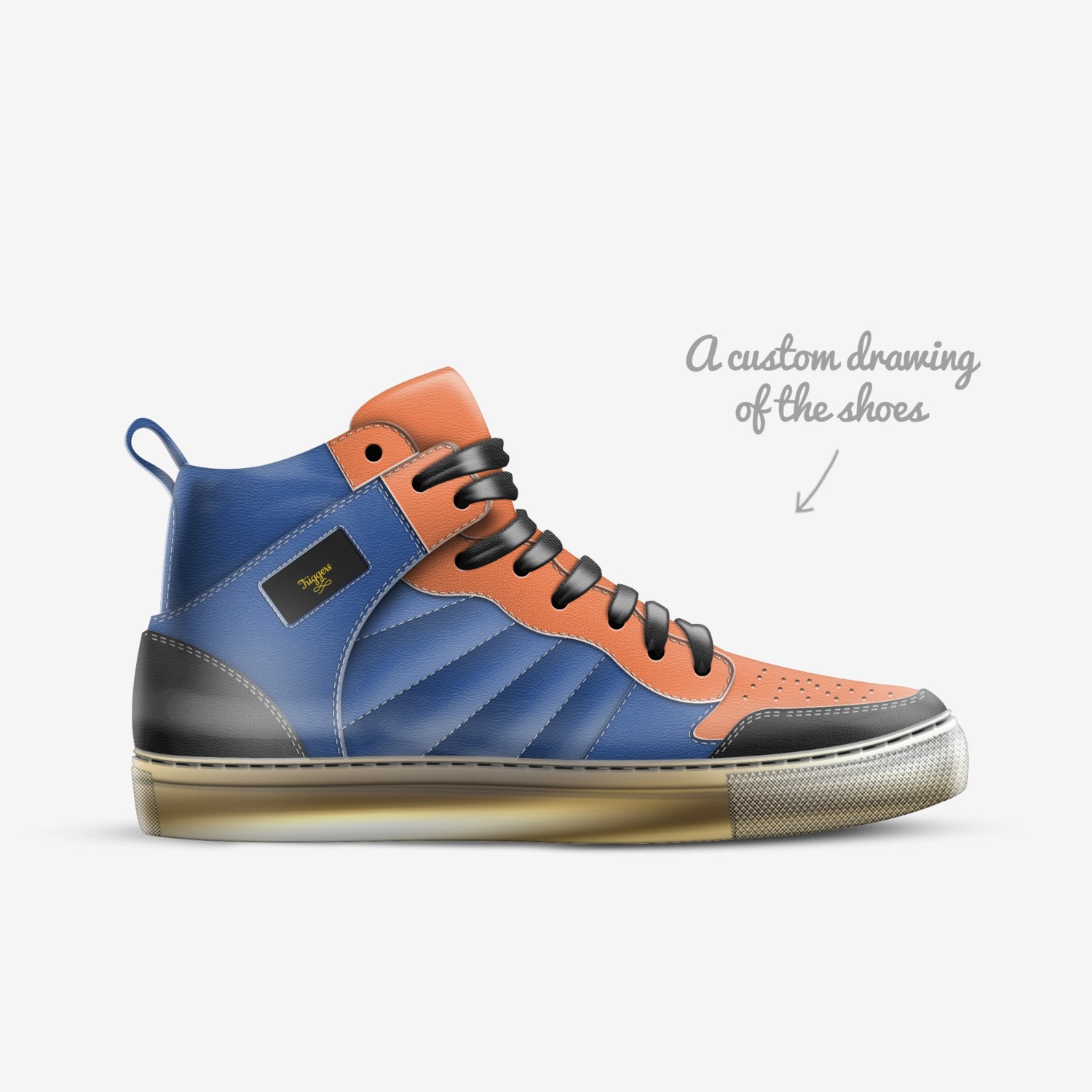 Triggers custom made in Italy shoes by Travis Brown | Sketch view