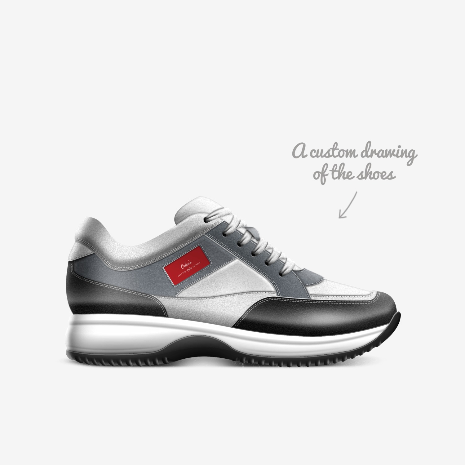 Odee's custom made in Italy shoes by Odell Q Sing | Sketch view